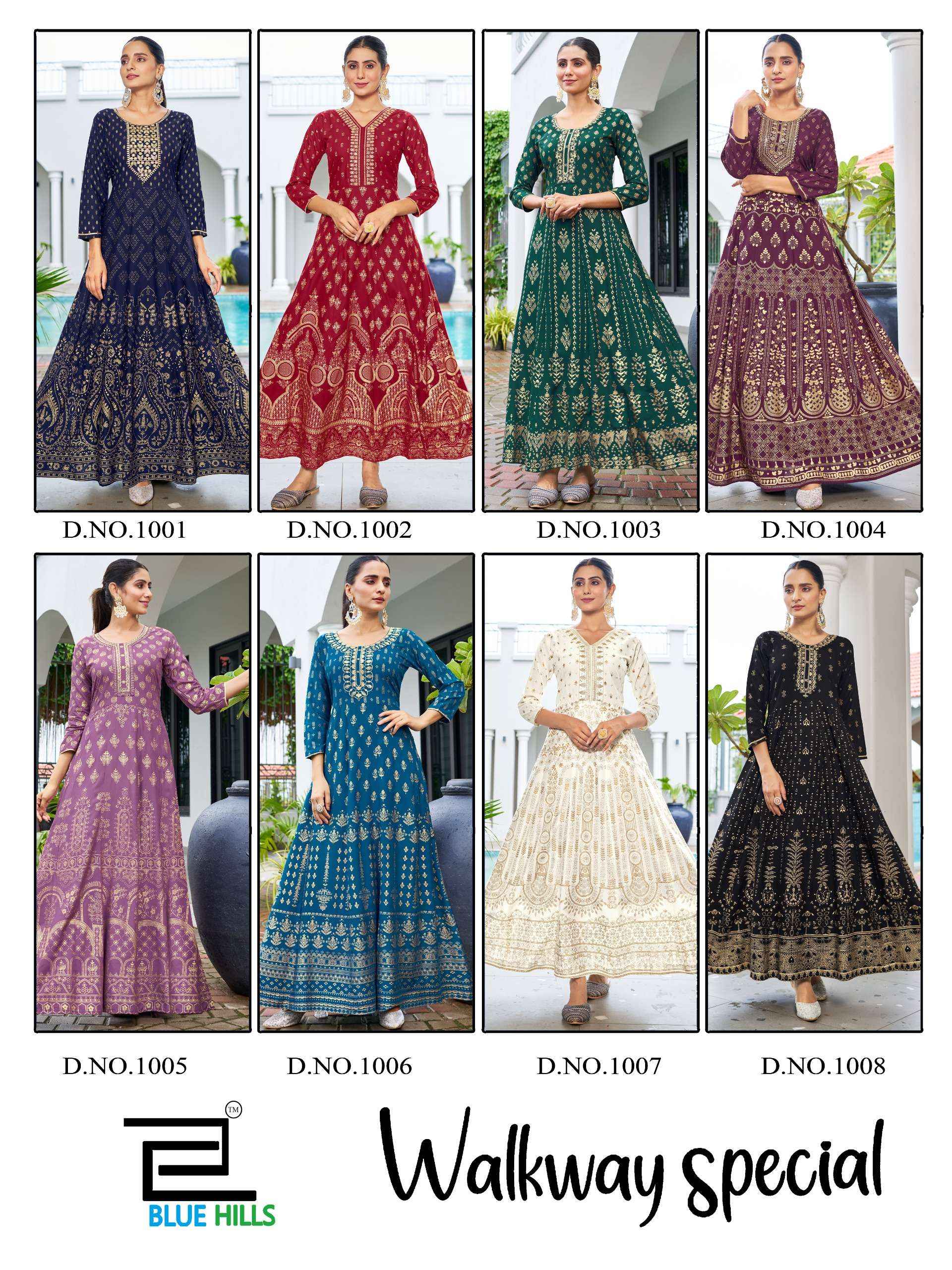 BLUE HILLS WALKWAY SPECIAL RAYON ANARKALI GOWN ( 8 PCS CATALOG )