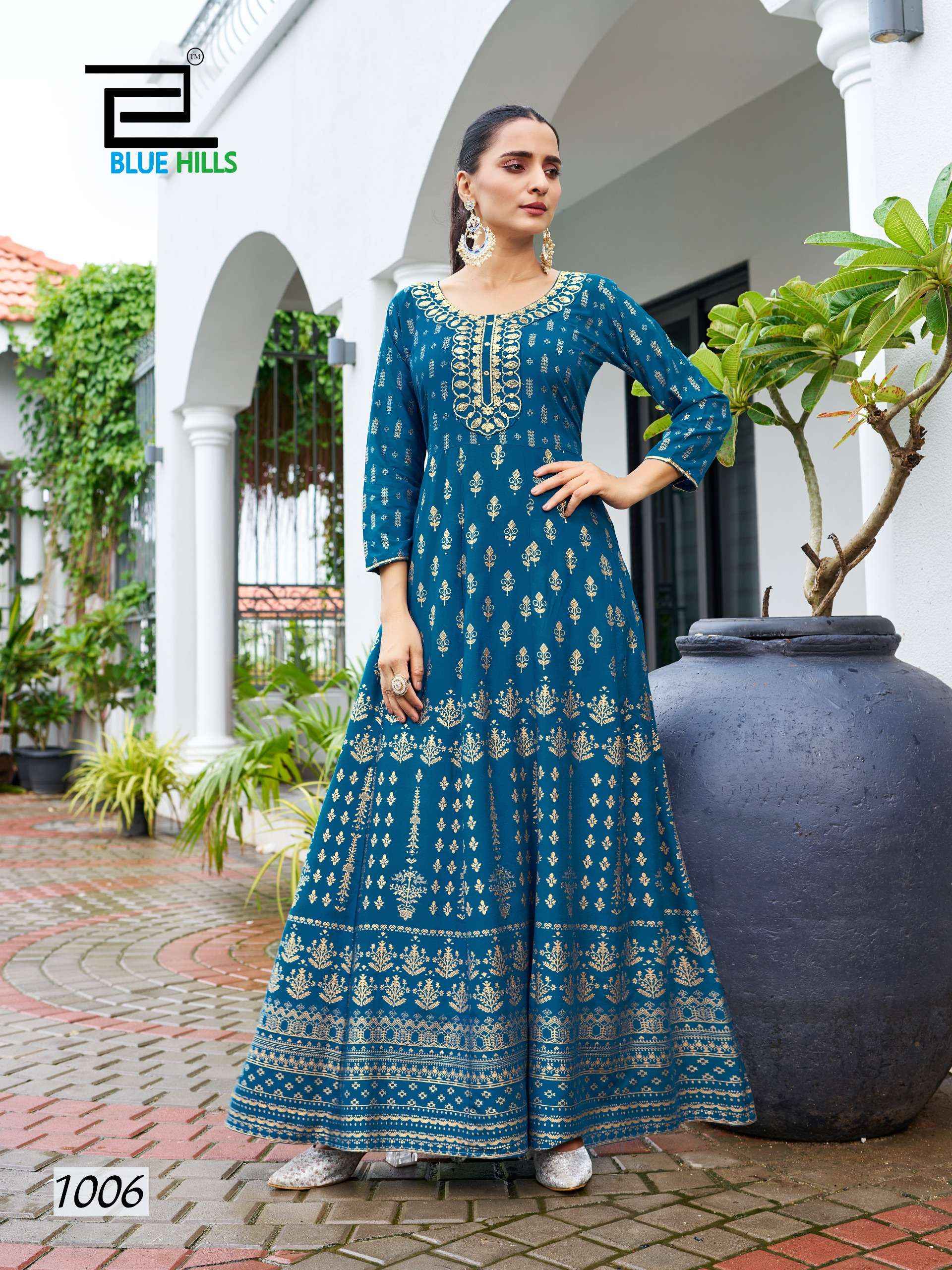 BLUE HILLS WALKWAY SPECIAL RAYON ANARKALI GOWN  KURTI ( 8 PCS CATALOG )