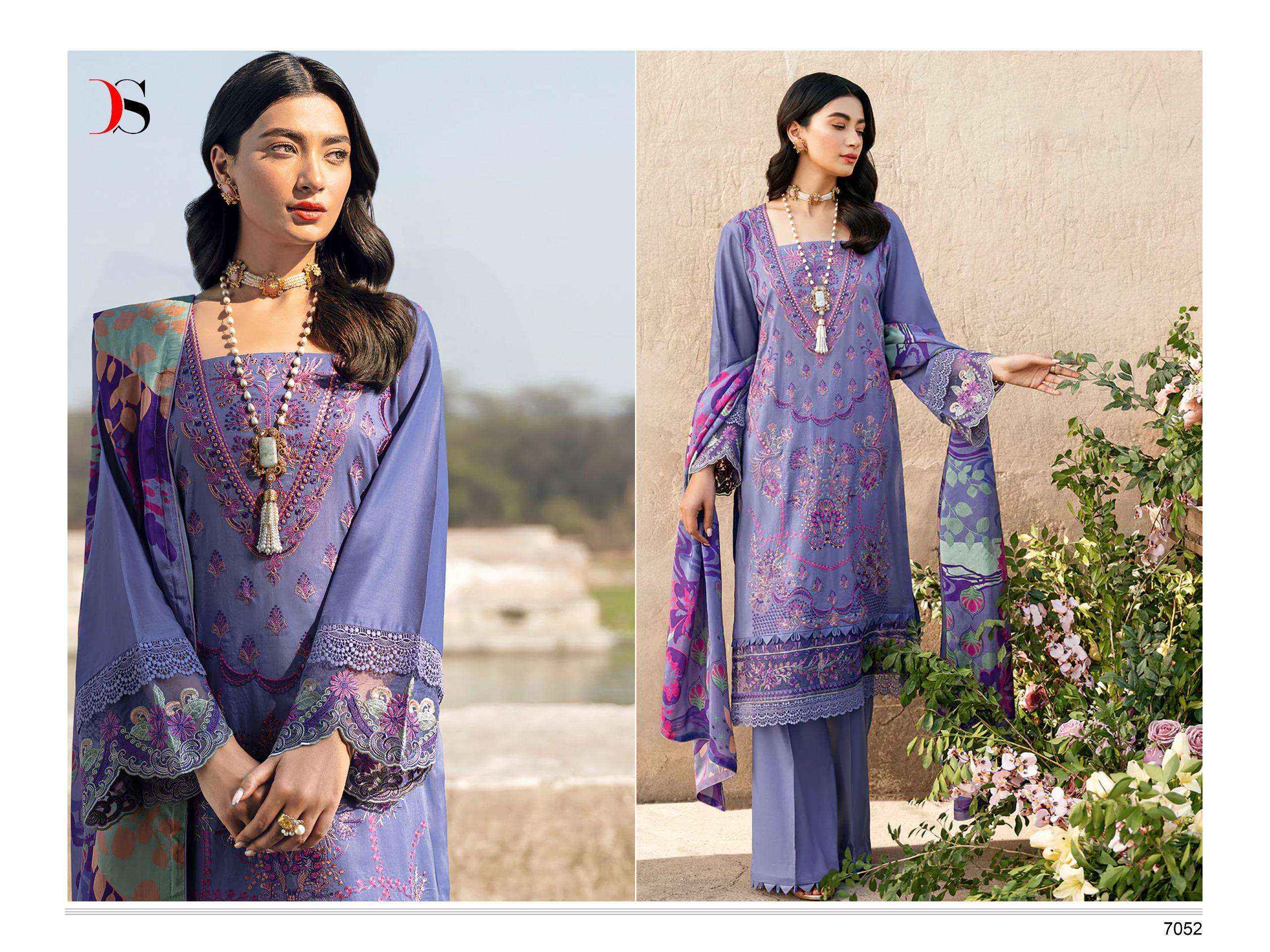 DEEPSY SUITS CHEVERON 24 COTTON EMBROIDERY WORK SUITS ( 5 PCS CATALOG )