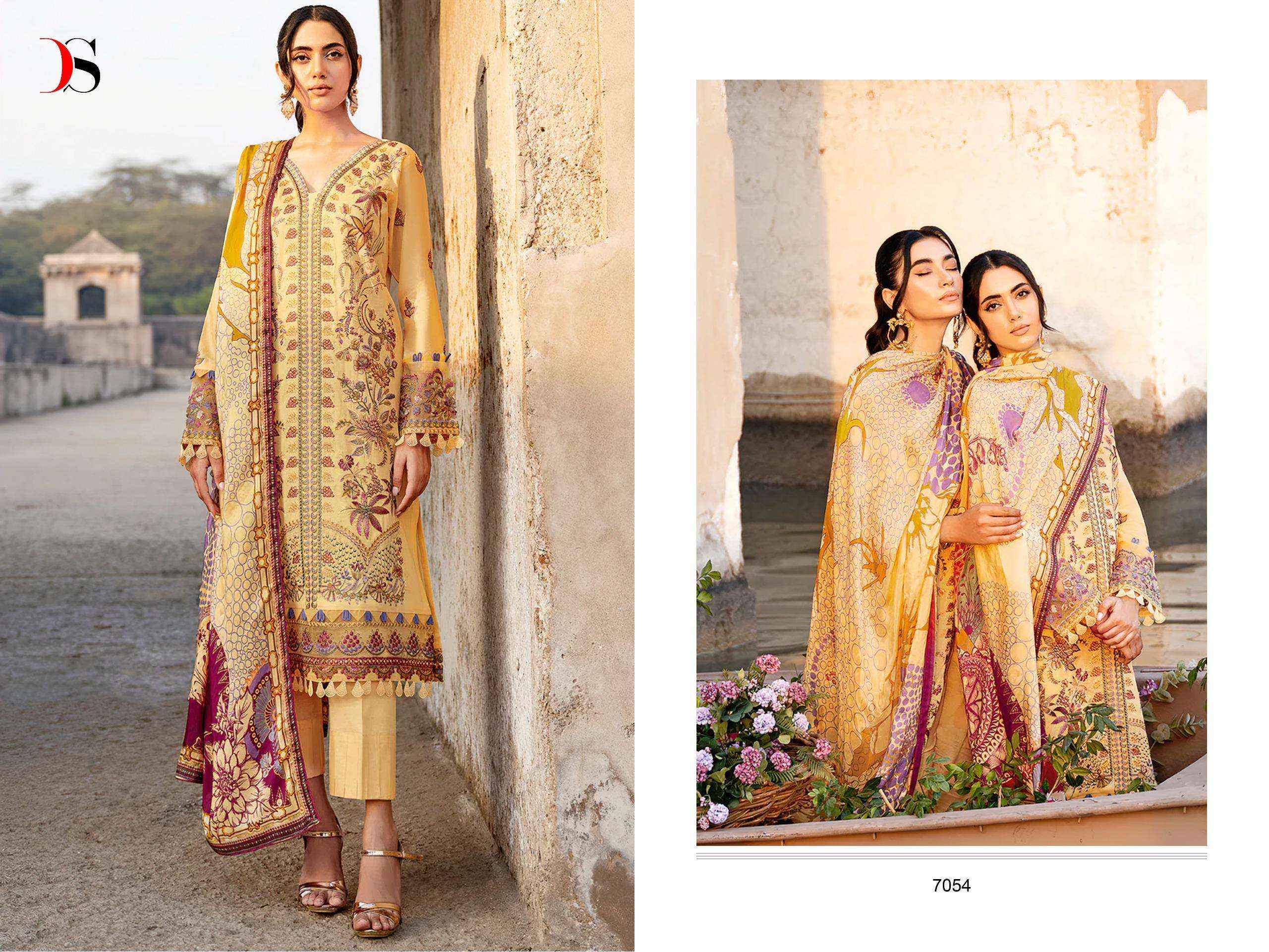 DEEPSY SUITS CHEVERON 24 COTTON EMBROIDERY WORK SUITS ( 5 PCS CATALOG )