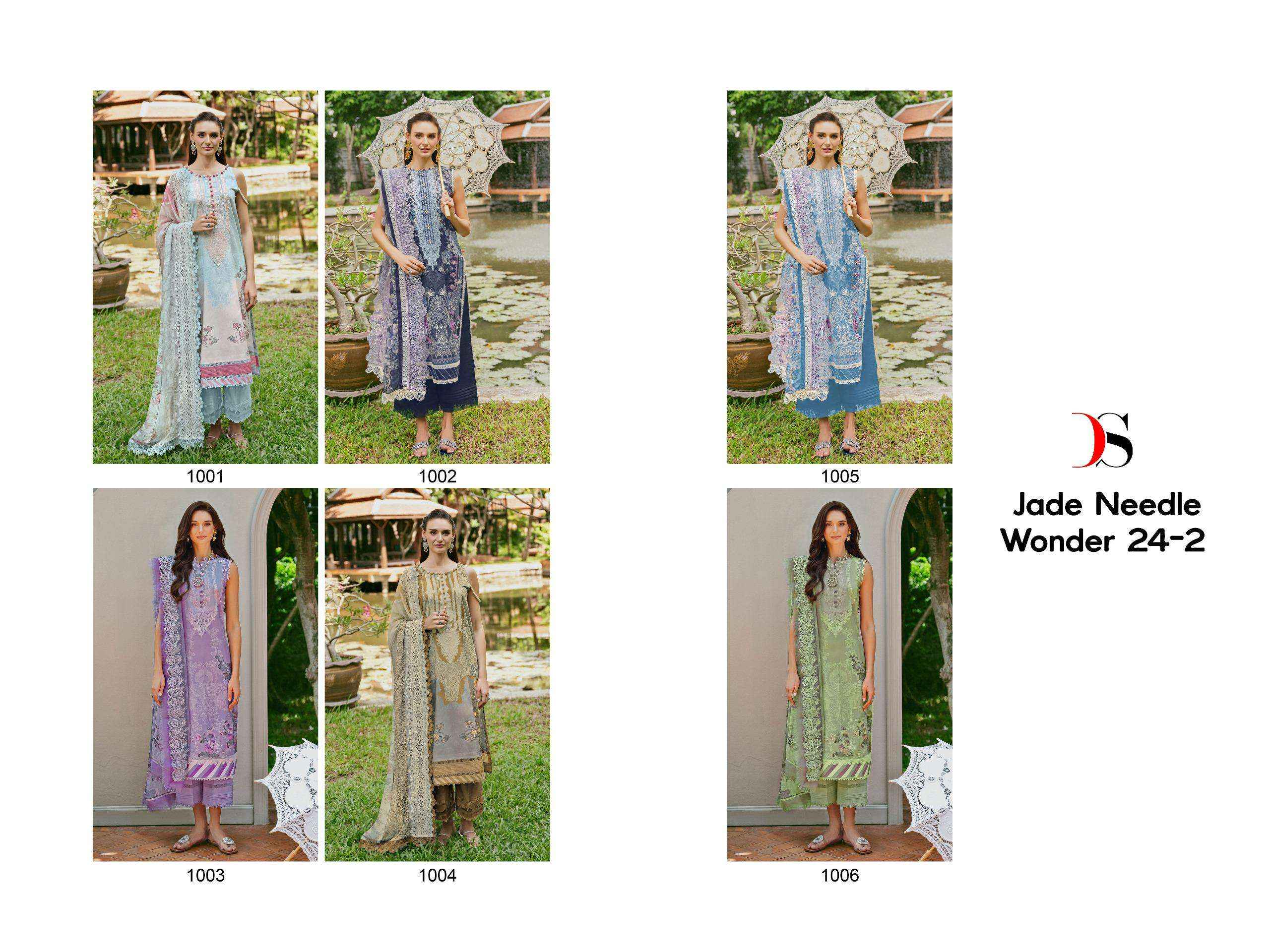 DEEPSY SUITS JADE NEEDLE WONDER 24 VOL 2 COTTON DESIGNER SUIT ( 6 PCS CATALOG )