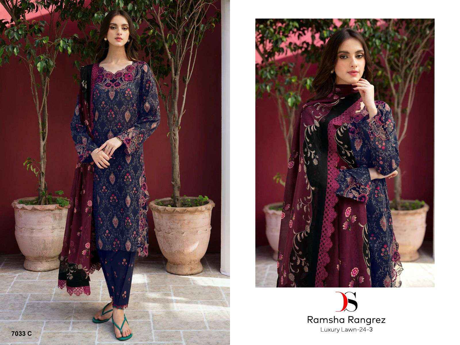 DEEPSY SUITS RAMSHA RANGREZ LUXURY LAWN 24 VOL 3 COTTON DESIGNER SUIT ( 3 PCS CATALOG )