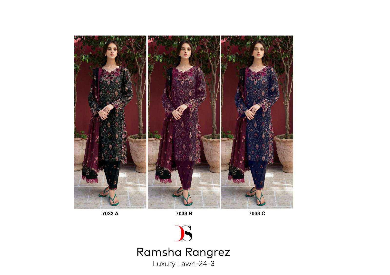 DEEPSY SUITS RAMSHA RANGREZ LUXURY LAWN 24 VOL 3 COTTON DESIGNER SUIT ( 3 PCS CATALOG )