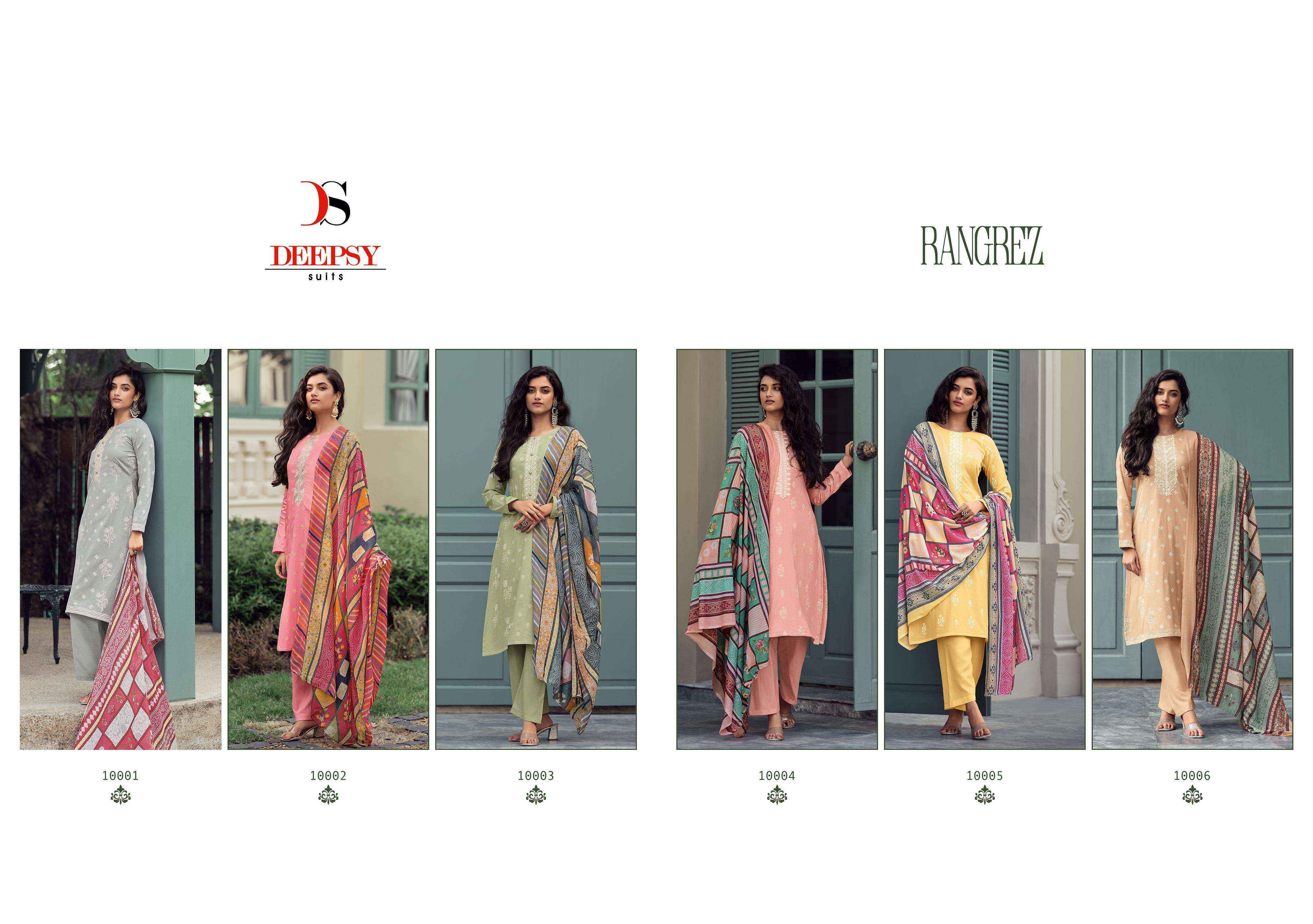 DEEPSY SUITS RANGREZ LAWN COTTON PAKISTANI DRESS MATERIAL ( 6 PCS CATALOG )