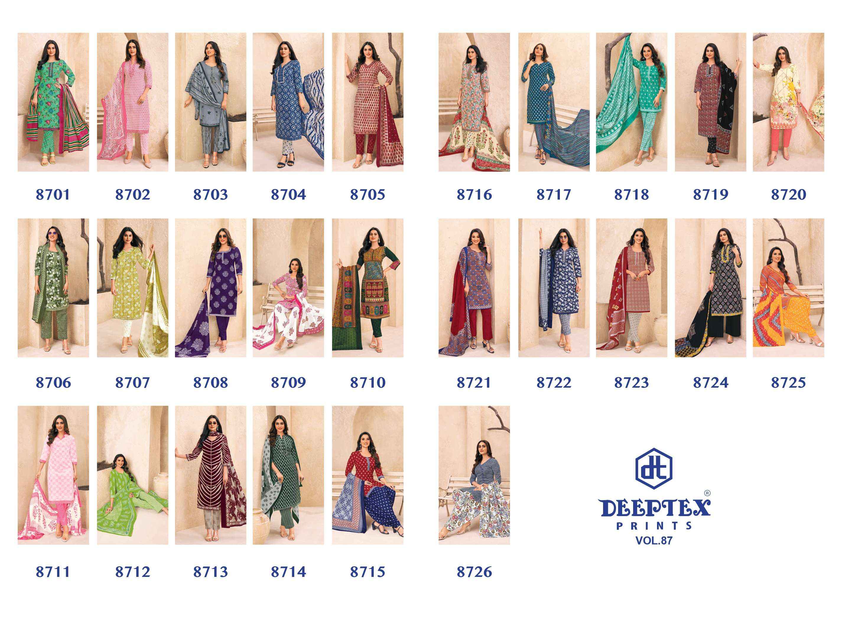 DEEPTEX PRINTS MISS INDIA VOL 87 PURE COTTON DRESS MATERIAL ( 26 PCS CATALOG ) 