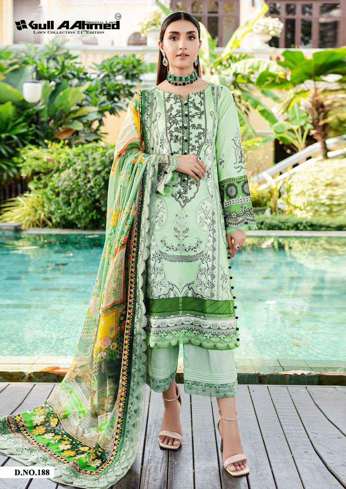 GULL AAHMED LAWN COLLECTION VOL 21 LAWN COTTON PAKISTANI SUITS ( 6 PCS CATALOG )