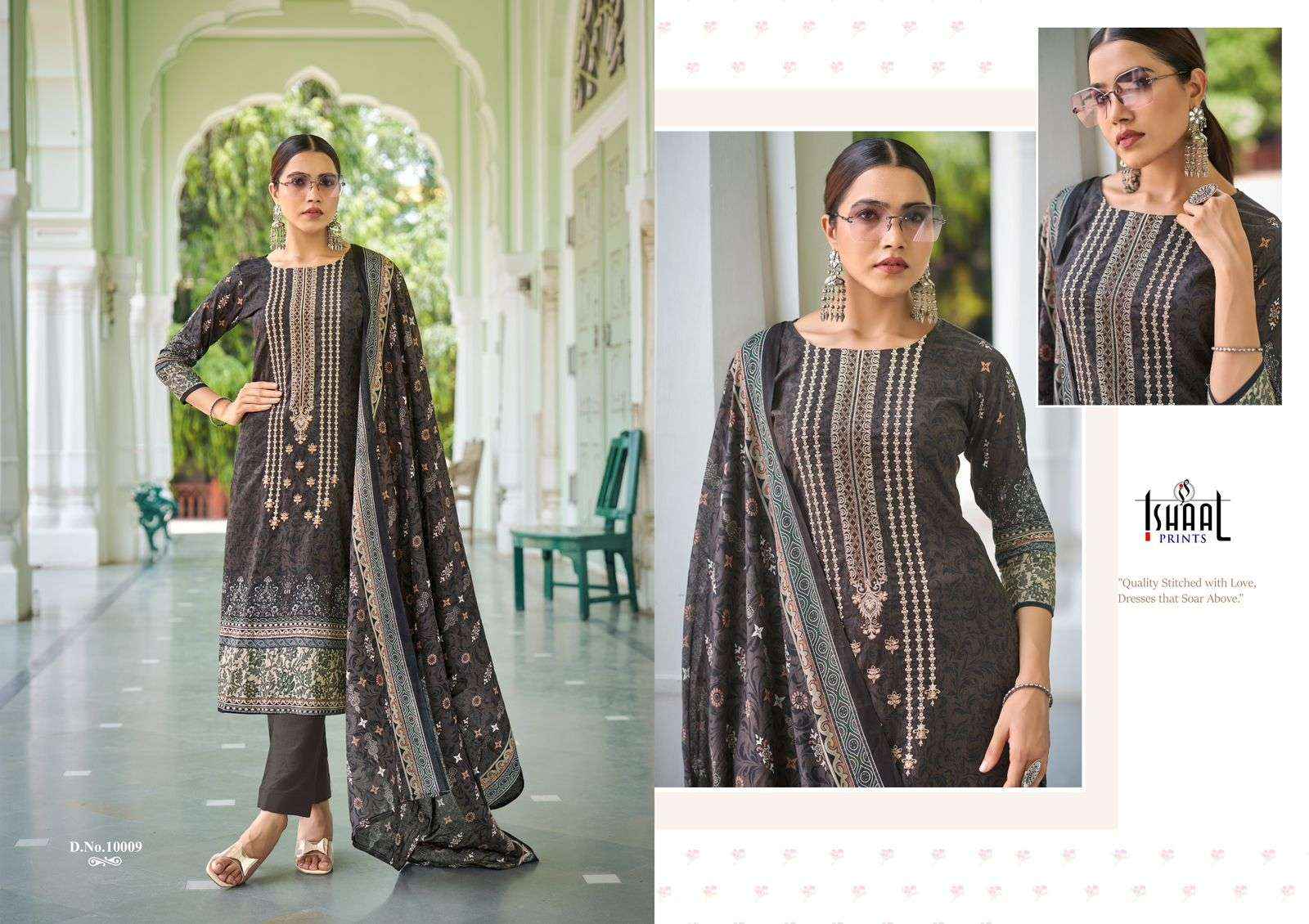 ISHAAL PRINTS EMBROIDERED VOL 10 LAWN COTTON SALWAR SUIT ( 10 PCS CATALOG )