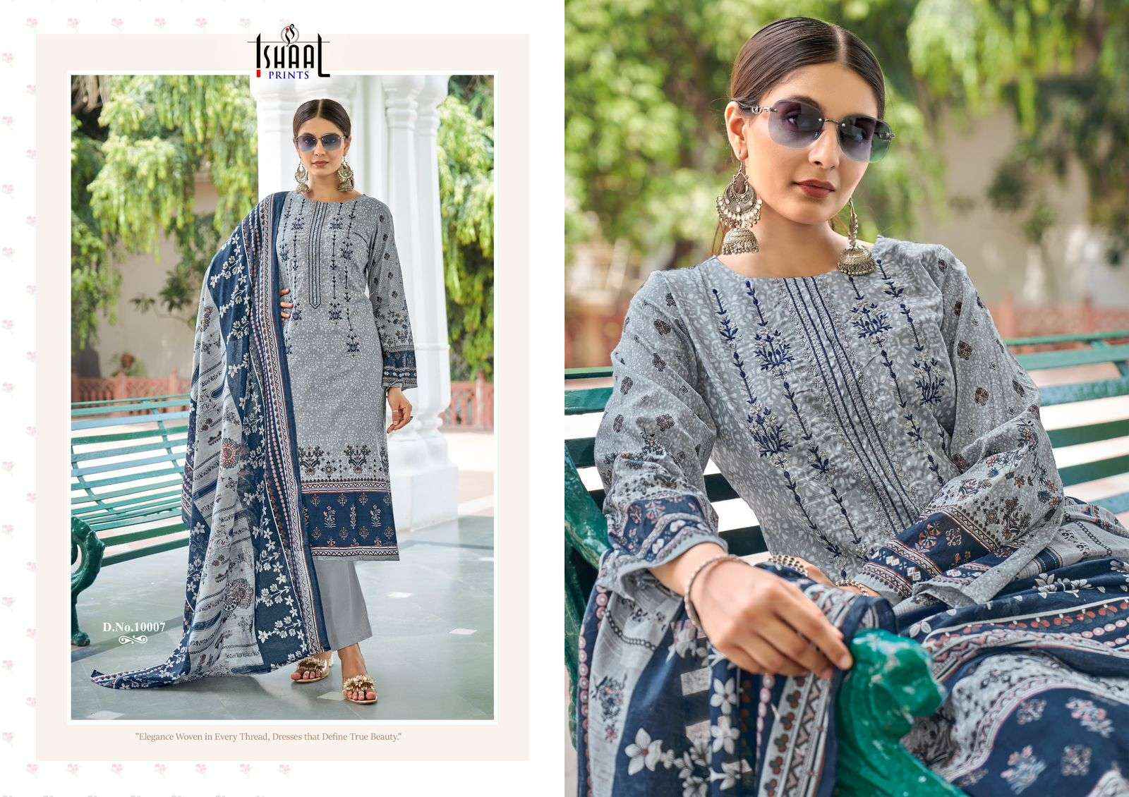 ISHAAL PRINTS EMBROIDERED VOL 10 LAWN COTTON SALWAR SUIT ( 10 PCS CATALOG )