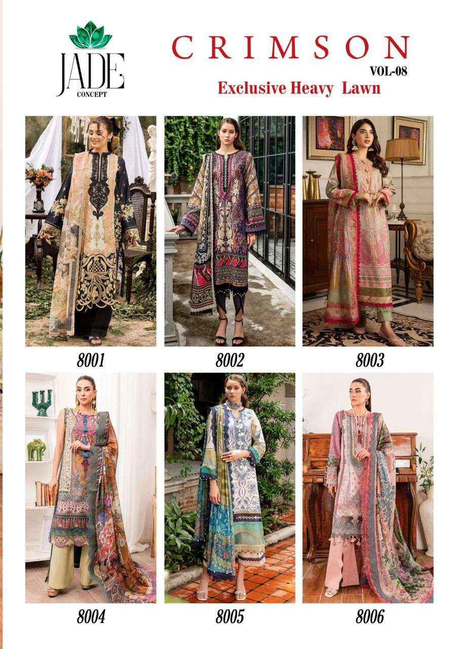 JADE CRIMSON EXCLUSIVE HEAVY LAWN COLLECTION VOL 8 DIGITAL PAKISTANI SUIT ( 6 PCS CATALOG )