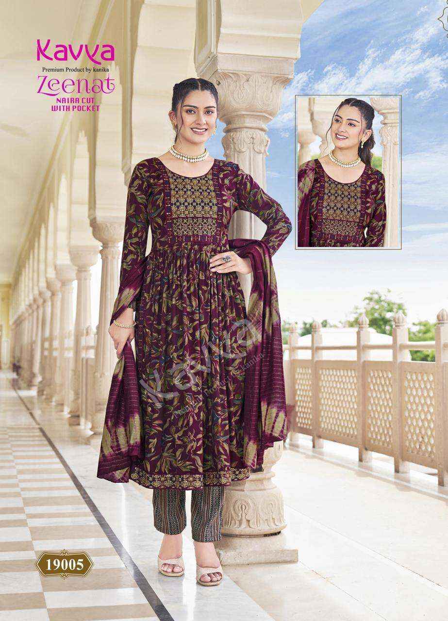 KAVYA ZEENAT VOL 19 NAIRA CUT PATTERN FANCY KURTI COMBO SET ( 10 PCS CATALOG )