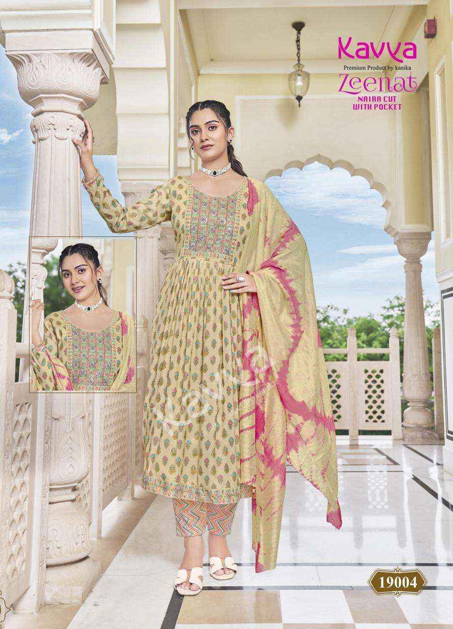 KAVYA ZEENAT VOL 19 NAIRA CUT PATTERN FANCY KURTI COMBO SET ( 10 PCS CATALOG )