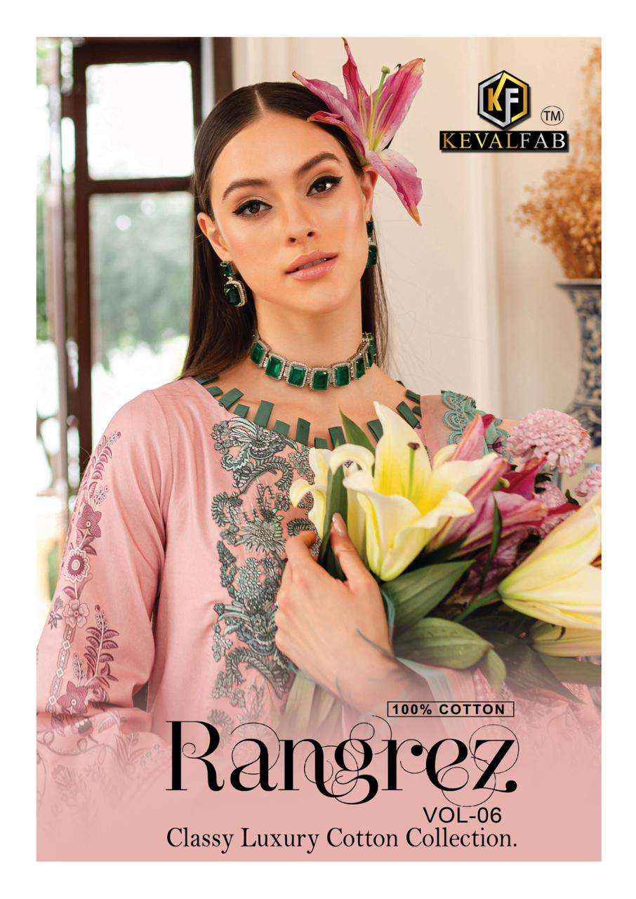 KEVAL FAB RANGREZ VOL 6 COTTON DIGITAL PRINT PAKISTANI SUIT ( 6 pcs catalog )