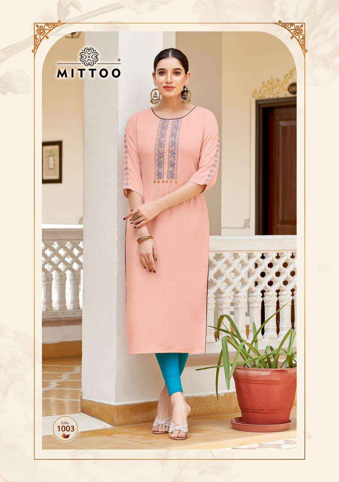 MITTOO RIONA RAYON STRAIGHT CUT LADIES KURTI ( 6 PCS CATALOG )