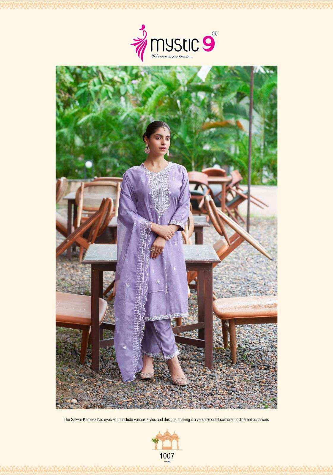 MYSTIC 9 FLORA VOL 1 VISCOSE FANCY WORK READYMADE SUIT ( 8 PCS CATALOG )