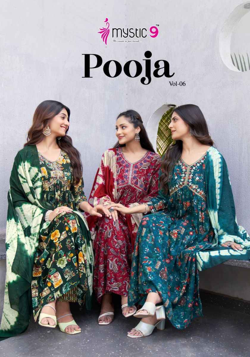 Mystic 9 Pooja Vol 6 Rayon Kurti Combo ( 8 pcs Catalogue )