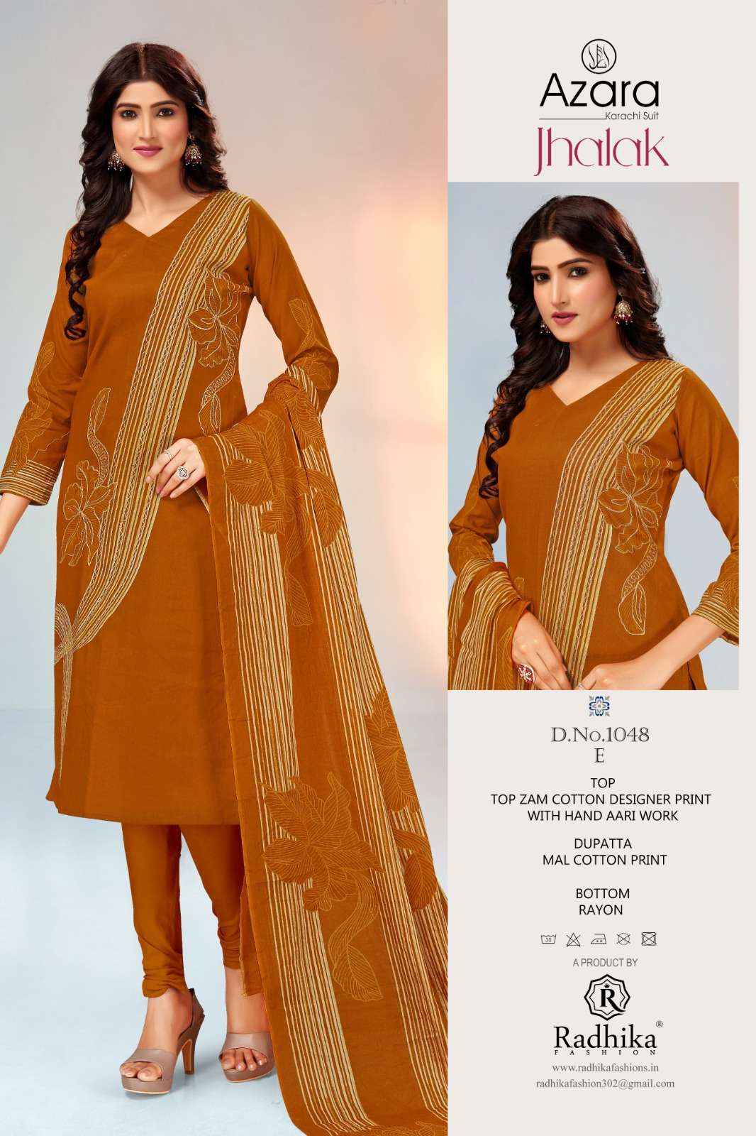 RADHIKA FAHION AZARA JHALAK JAM COTTON DRESS MATERIAL ( 6 PCS CATALOG )