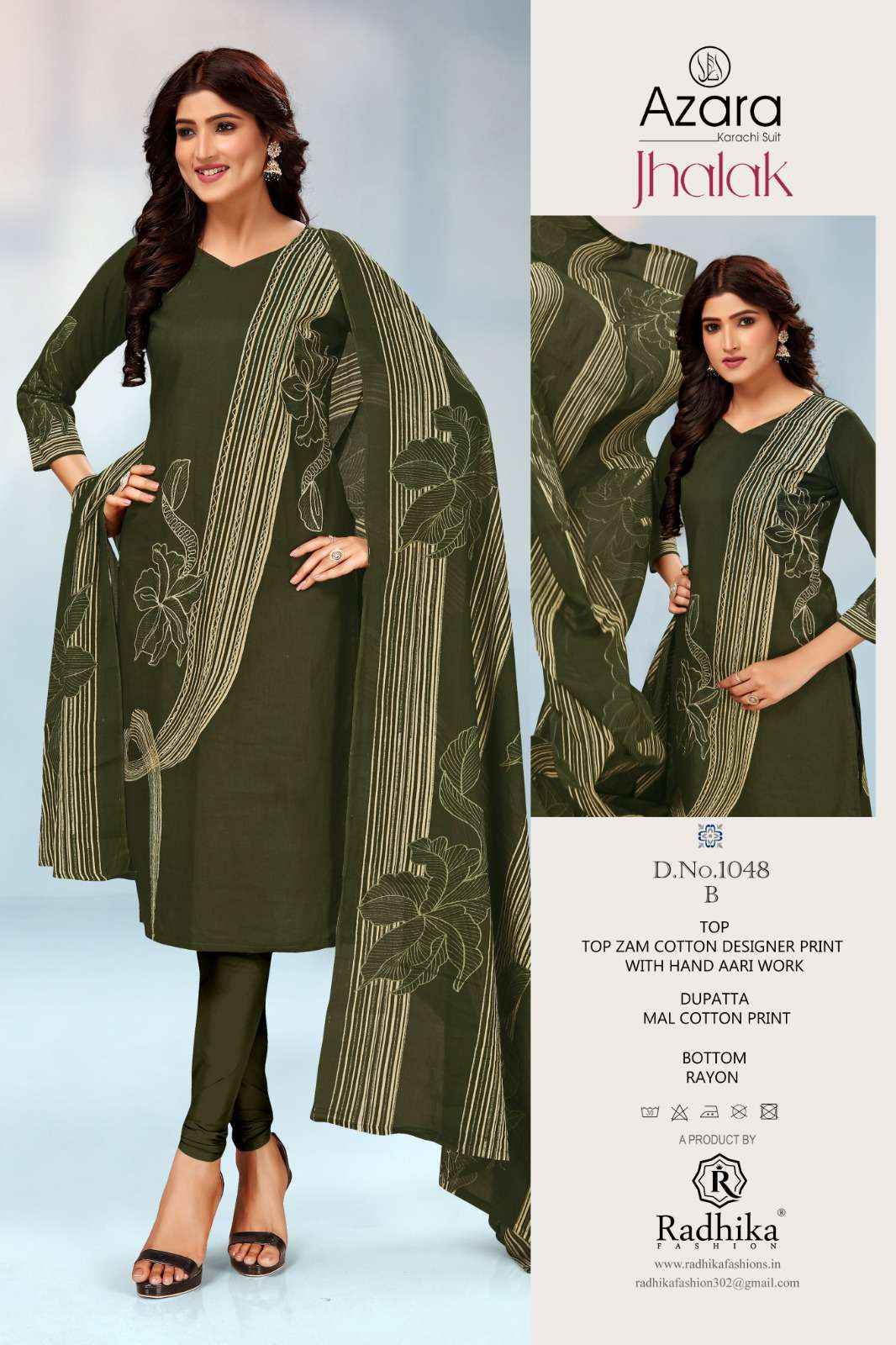 RADHIKA FAHION AZARA JHALAK JAM COTTON DRESS MATERIAL ( 6 PCS CATALOG )