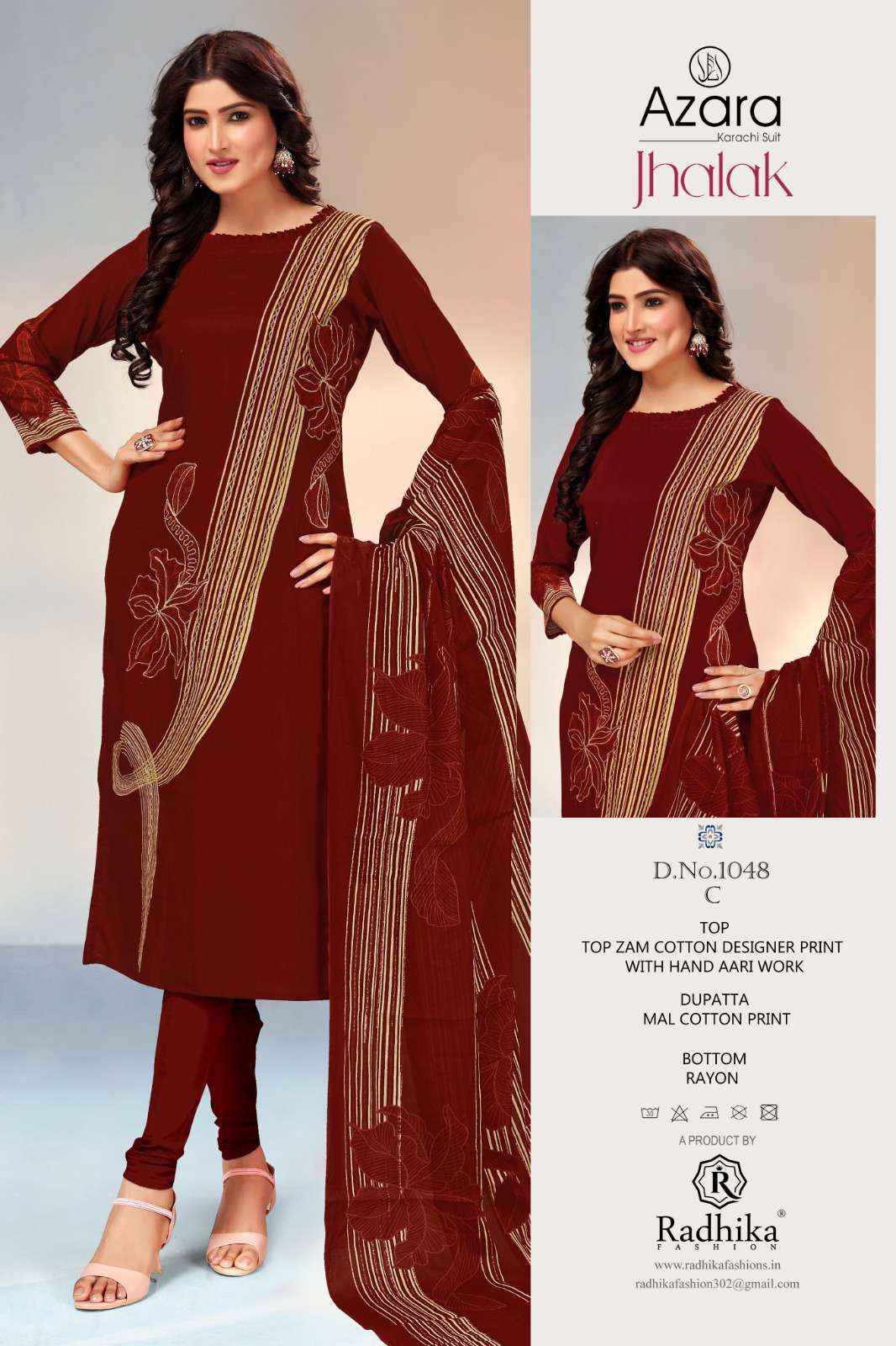 RADHIKA FAHION AZARA JHALAK JAM COTTON DRESS MATERIAL ( 6 PCS CATALOG )