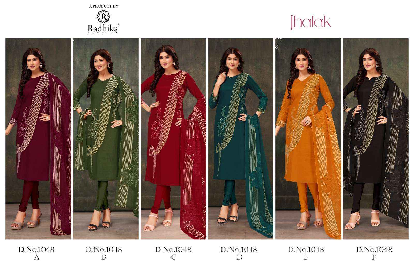 RADHIKA FAHION AZARA JHALAK JAM COTTON DRESS MATERIAL ( 6 PCS CATALOG )