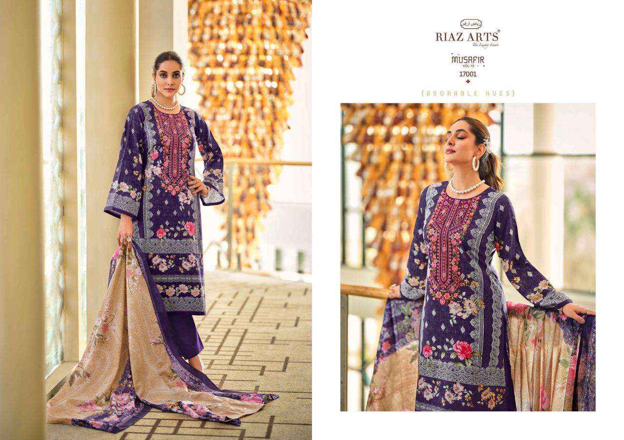 RIAZ ARTS MUSAFIR VOL 12 LAWN COTTON SALWAR KAMEEZ ( 8 PCS CATALOG )