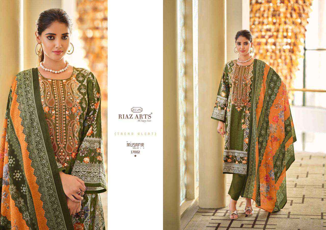 RIAZ ARTS MUSAFIR VOL 12 LAWN COTTON SALWAR KAMEEZ ( 8 PCS CATALOG )