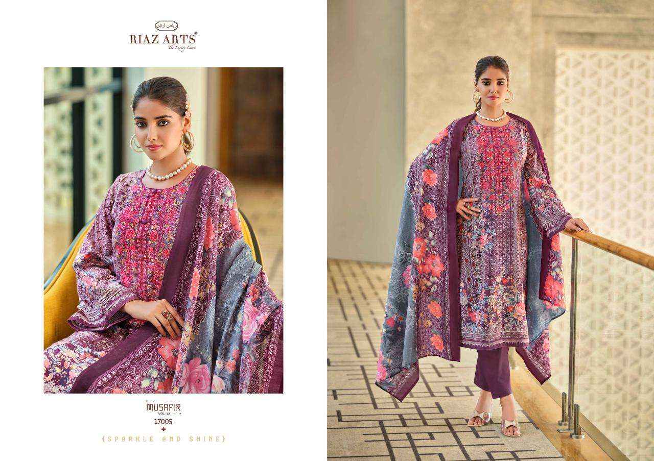 RIAZ ARTS MUSAFIR VOL 12 LAWN COTTON SALWAR KAMEEZ ( 8 PCS CATALOG )