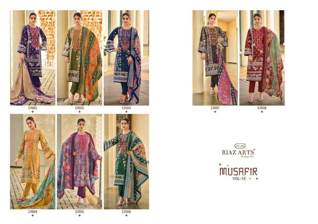 RIAZ ARTS MUSAFIR VOL 12 LAWN COTTON SALWAR KAMEEZ ( 8 PCS CATALOG )