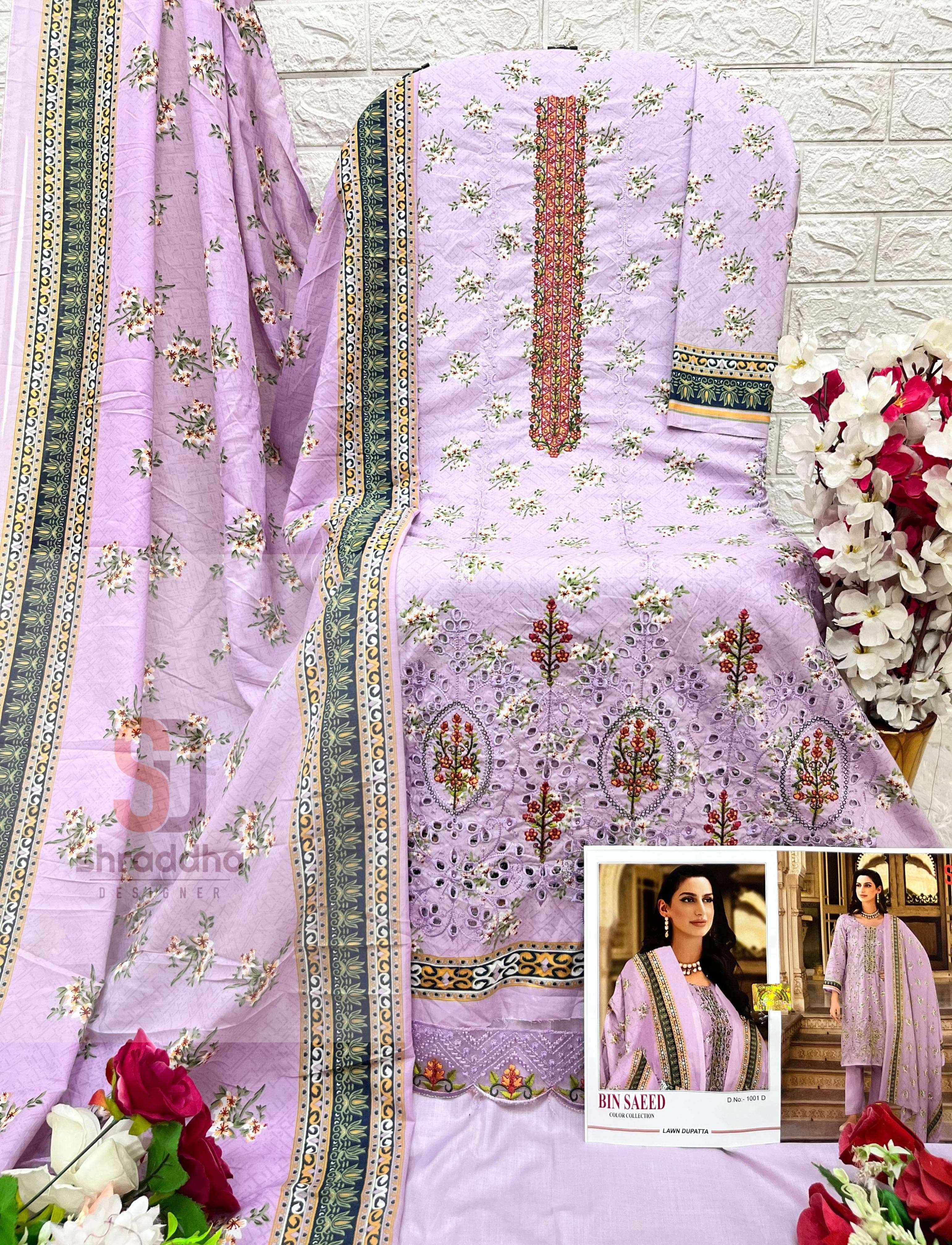 SHARADDHA DESIGNER BIN SAEED COLOUR COLLECTION PAKISTANI SUIT ( 4 PCS CATALOG )