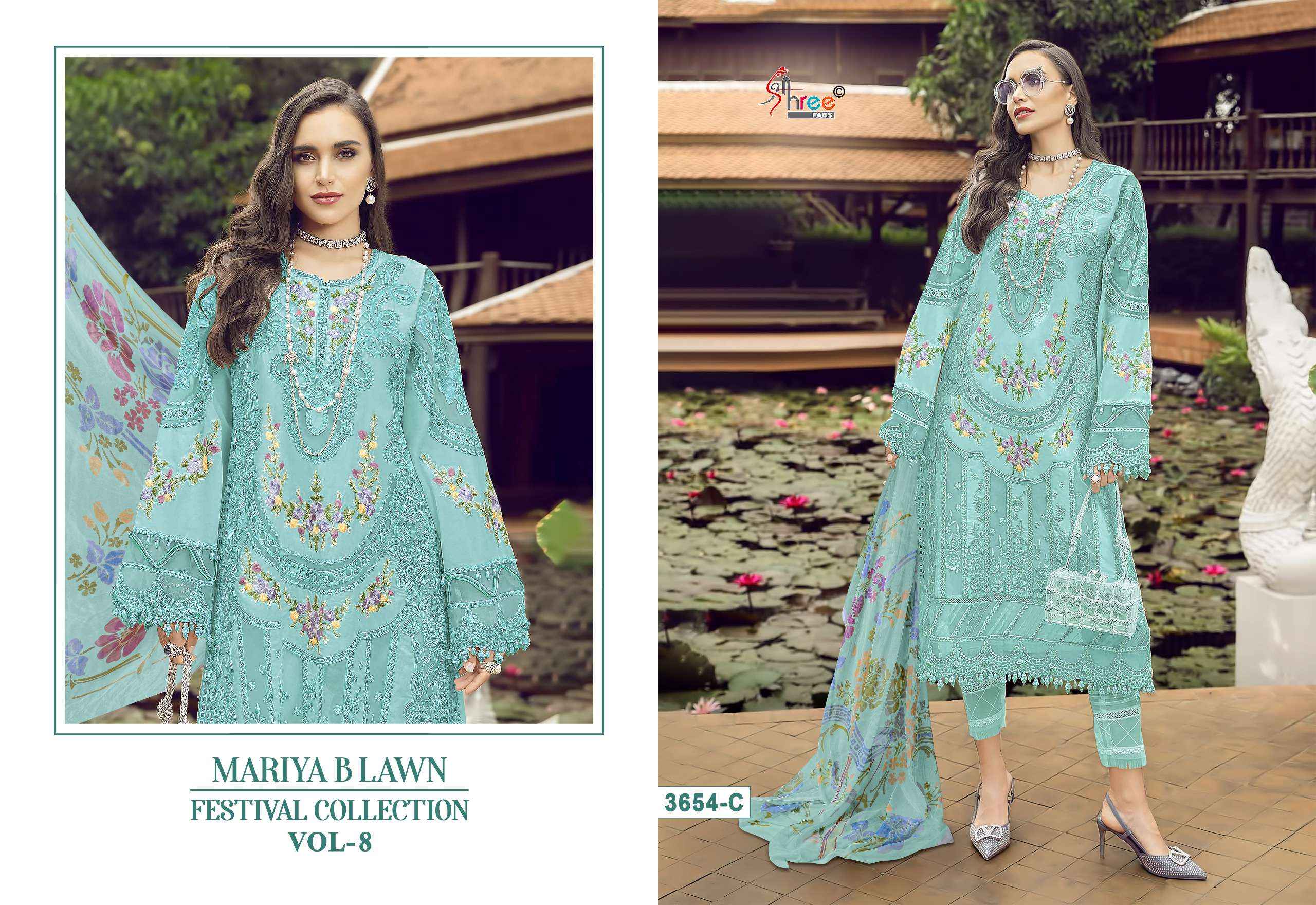 SHREE FABS MARIYA B LAWN FESTIVAL COLLECTION VOL 8 LAWN COTTON SUIT ( 4 PCS CATALOG )