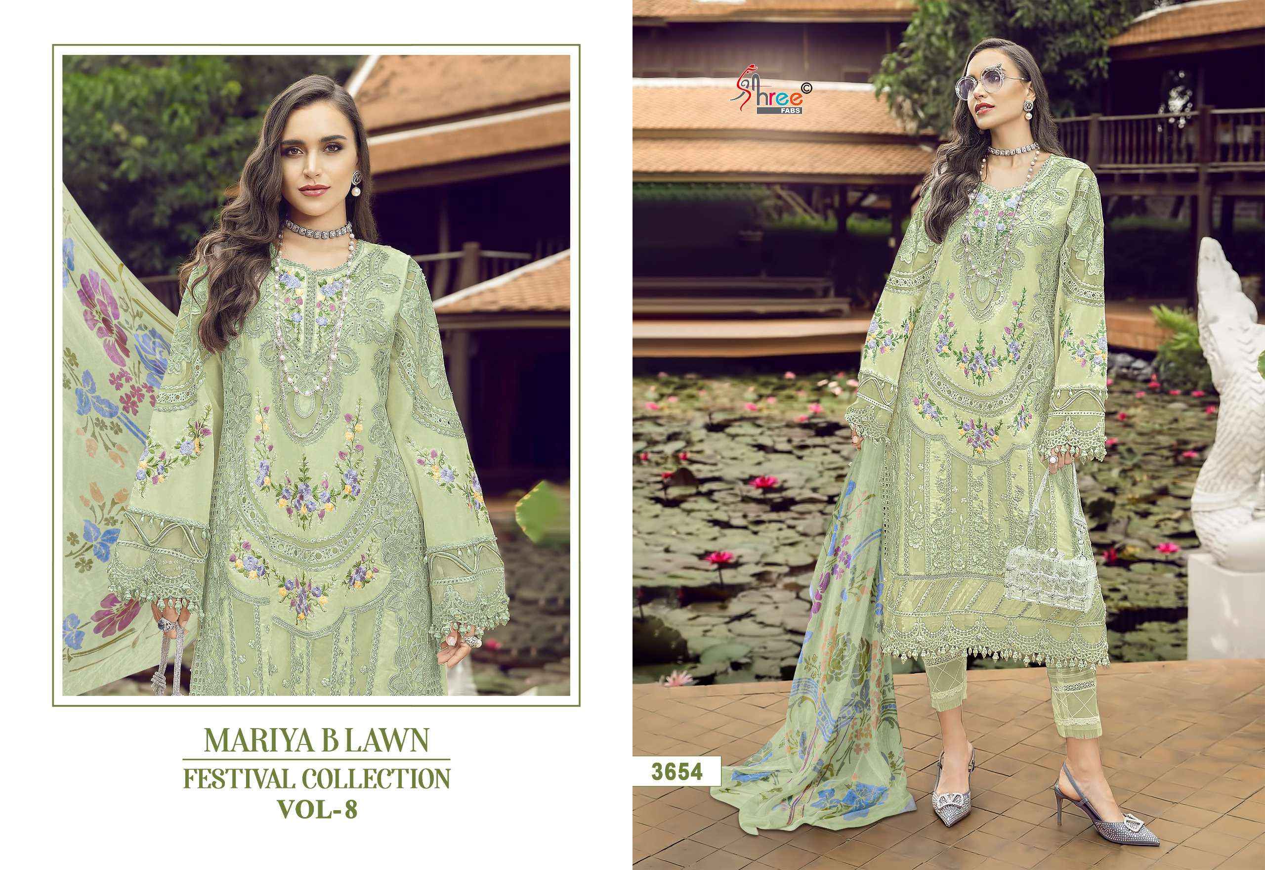 SHREE FABS MARIYA B LAWN FESTIVAL COLLECTION VOL 8 LAWN COTTON SUIT ( 4 PCS CATALOG )