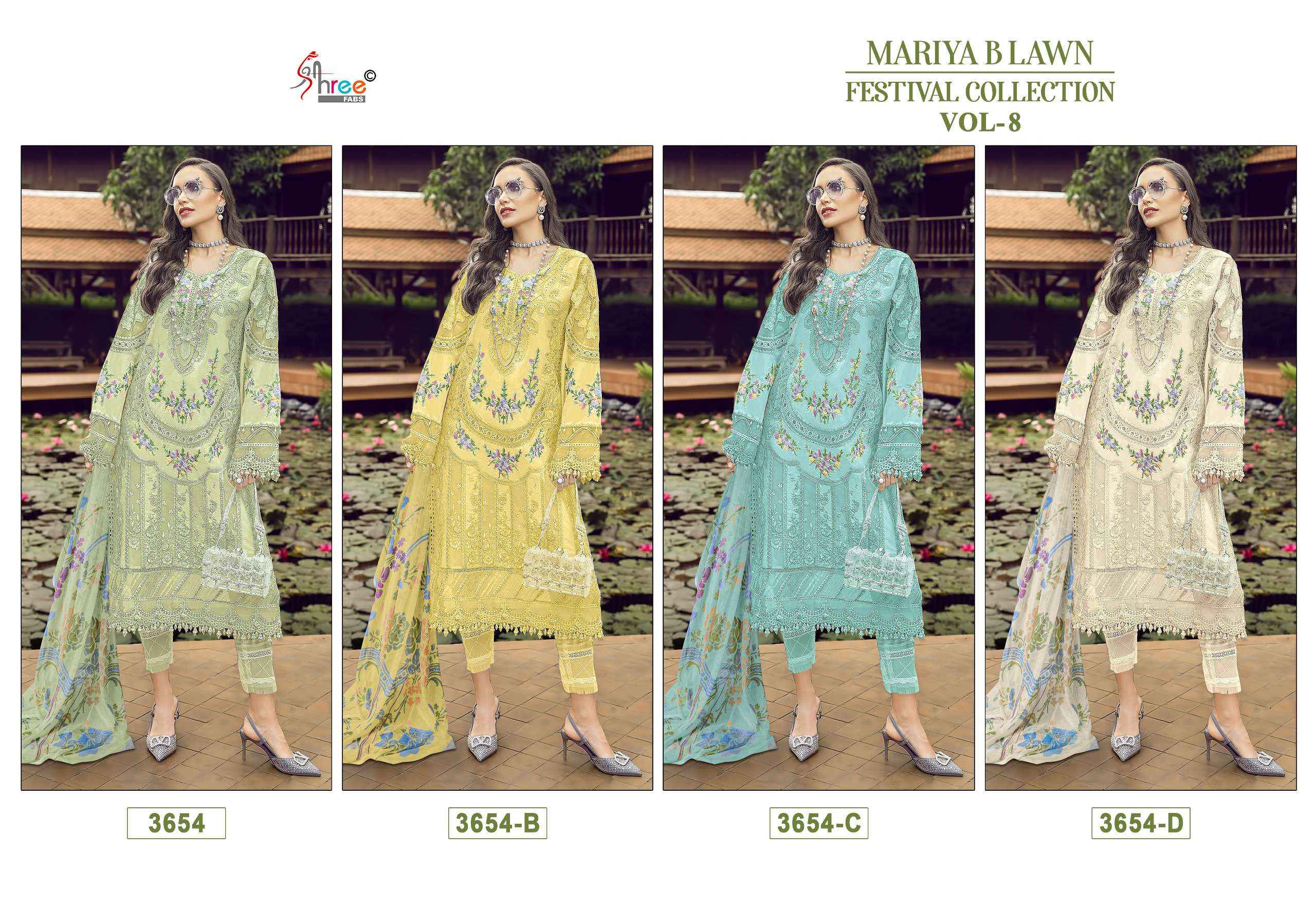 SHREE FABS MARIYA B LAWN FESTIVAL COLLECTION VOL 8 LAWN COTTON SUIT ( 4 PCS CATALOG )