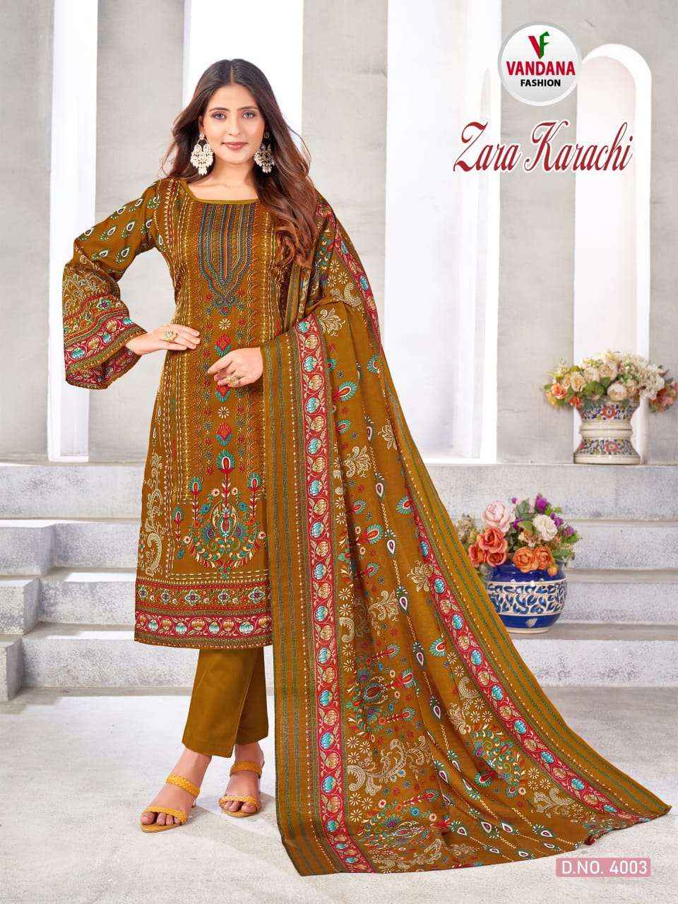 VANDANA FASHION ZARA KARACHI VOL 4 COTTON PRINT DRESS MATERIAL ( 10 PCS CATALOG )