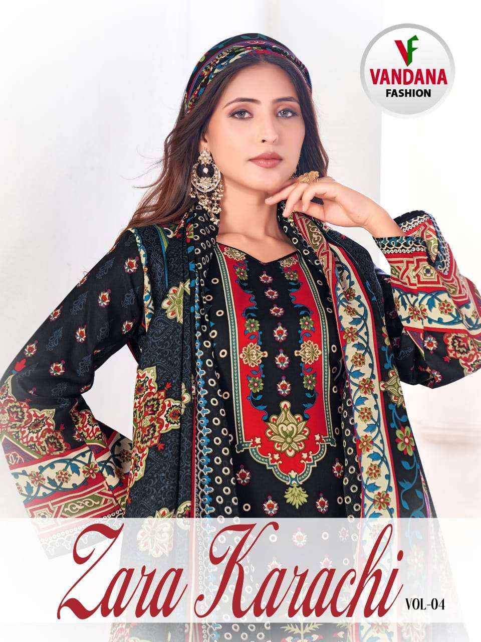 VANDANA FASHION ZARA KARACHI VOL 4 COTTON PRINT DRESS MATERIAL ( 10 PCS CATALOG )