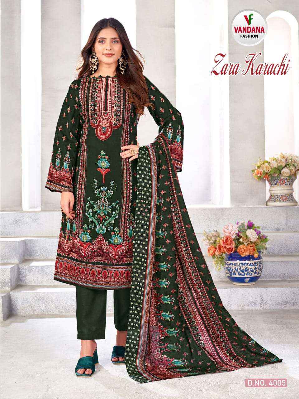 VANDANA FASHION ZARA KARACHI VOL 4 COTTON PRINT DRESS MATERIAL ( 10 PCS CATALOG )