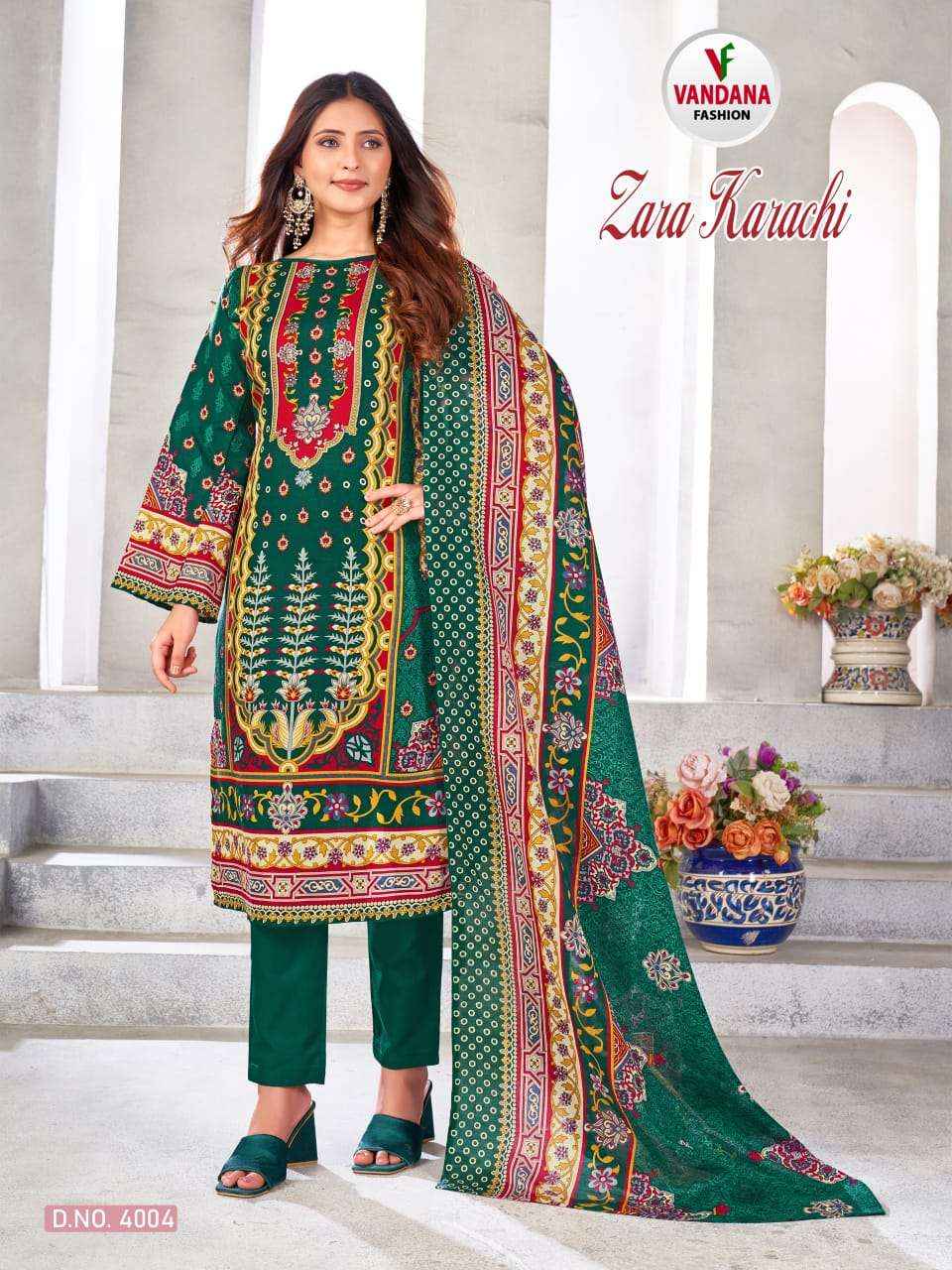 VANDANA FASHION ZARA KARACHI VOL 4 COTTON PRINT DRESS MATERIAL ( 10 PCS CATALOG )