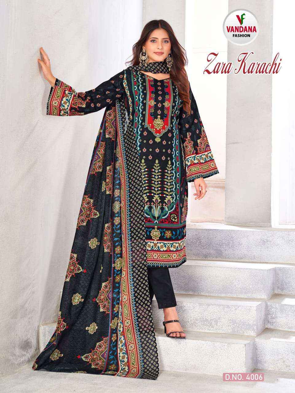 VANDANA FASHION ZARA KARACHI VOL 4 COTTON PRINT DRESS MATERIAL ( 10 PCS CATALOG )