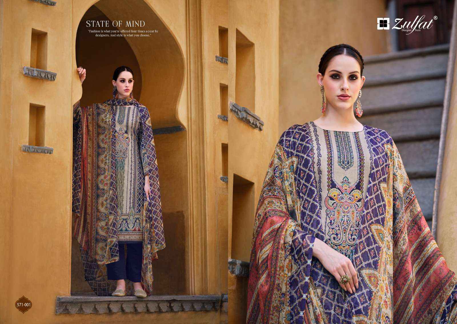 ZULFAT DESIGNER SUITS SAIMA COTTON DESIGNER PRINT SALWAR KAMEEZ ( 8 PCS CATALOG )