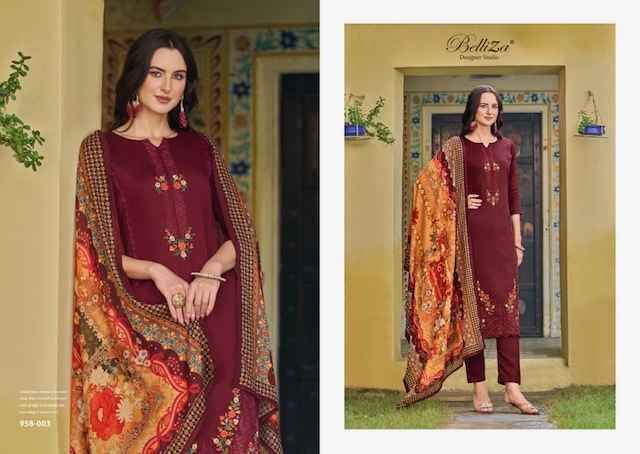 Belliza Zarqash Jam Dress Material - Ladies Suit Wholesale Surat ( 8 pcs Catalogue )