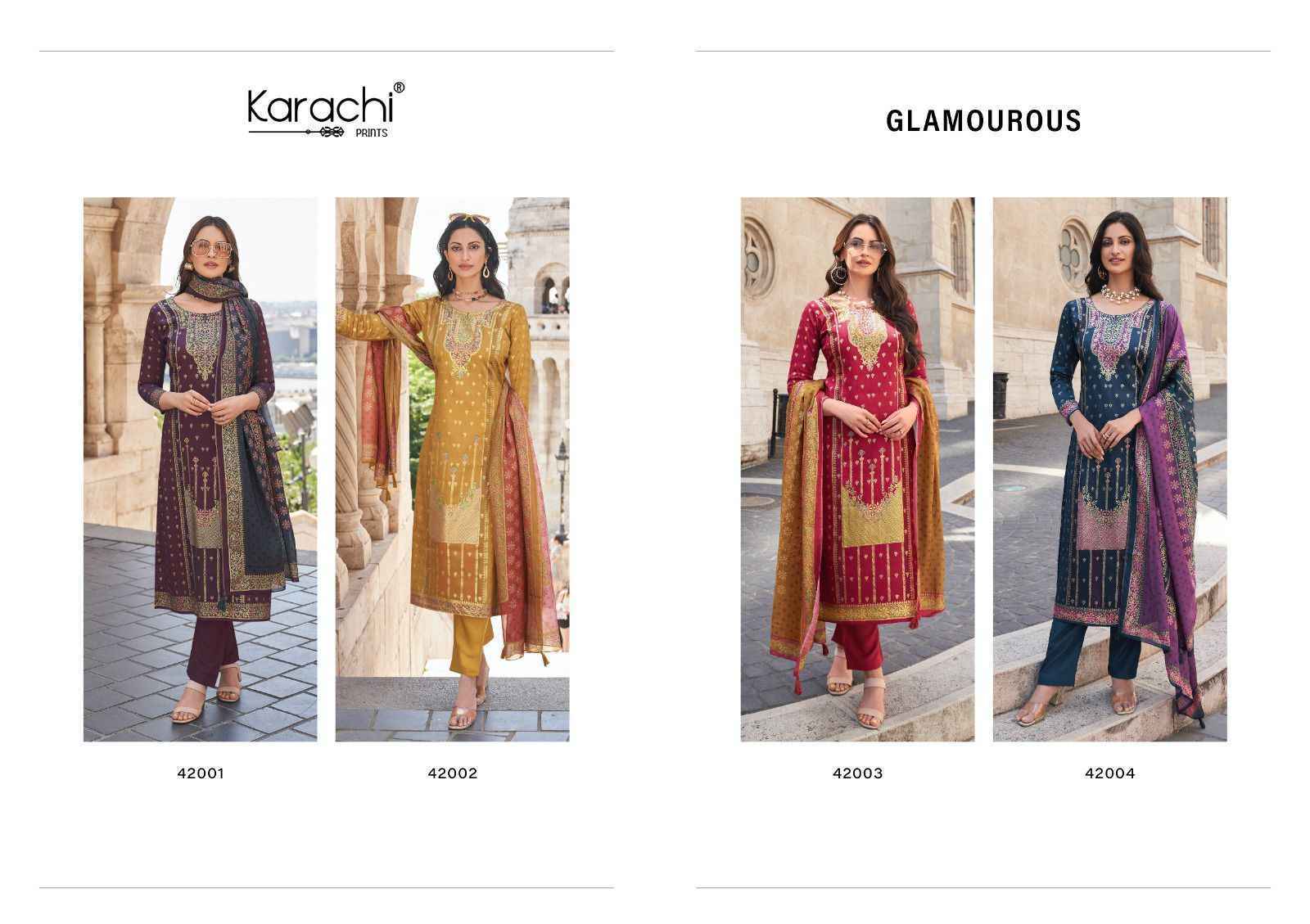 Kesar Karachi Prints Glamaurous Viscose Dress Material - Surat Wholesale ( 4 pcs Catalogue )