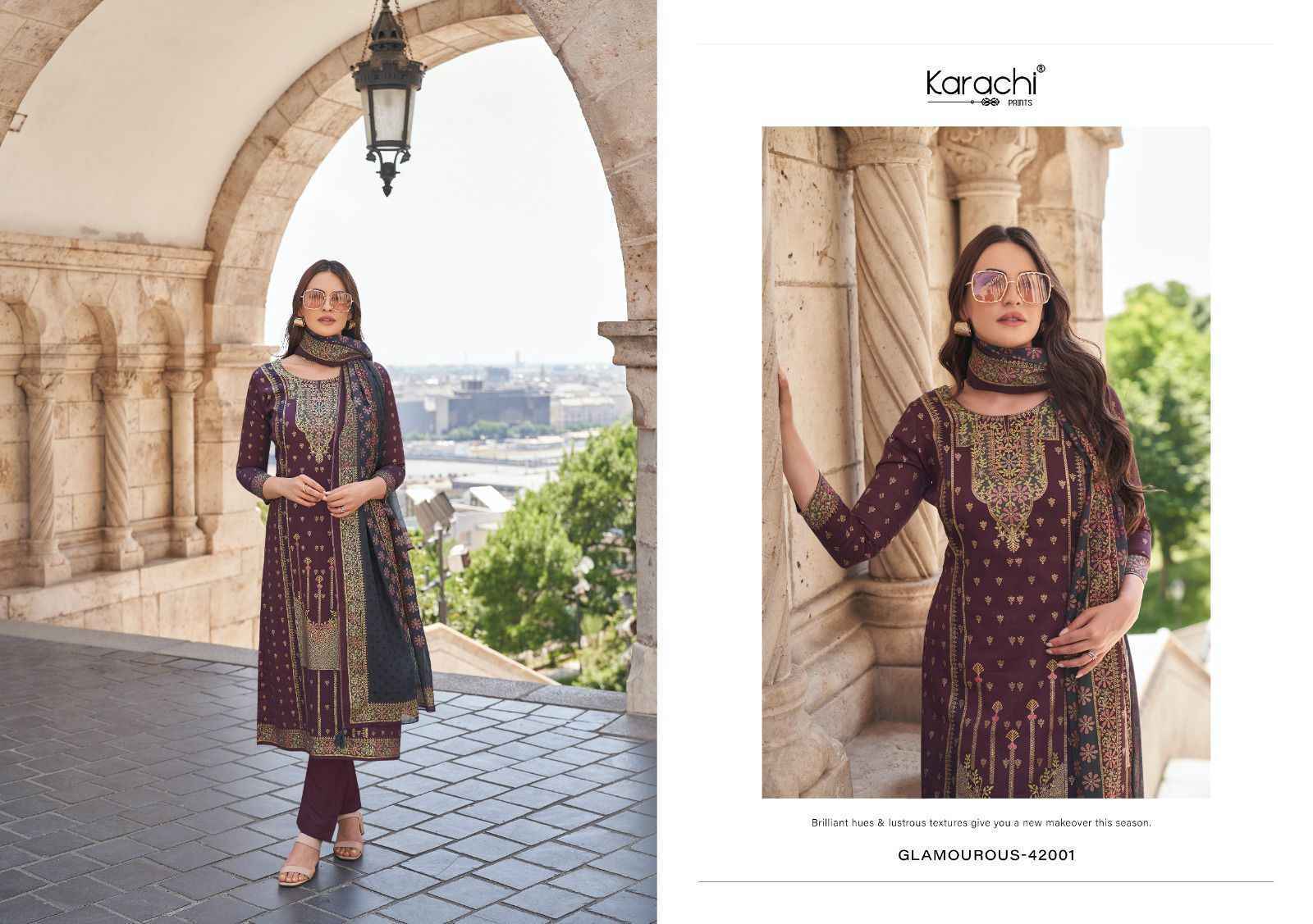 Kesar Karachi Prints Glamaurous Viscose Dress Material - Surat Wholesale ( 4 pcs Catalogue )