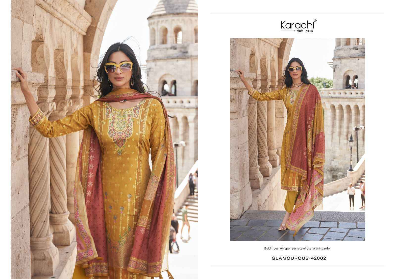 Kesar Karachi Prints Glamaurous Viscose Dress Material - Surat Wholesale ( 4 pcs Catalogue )