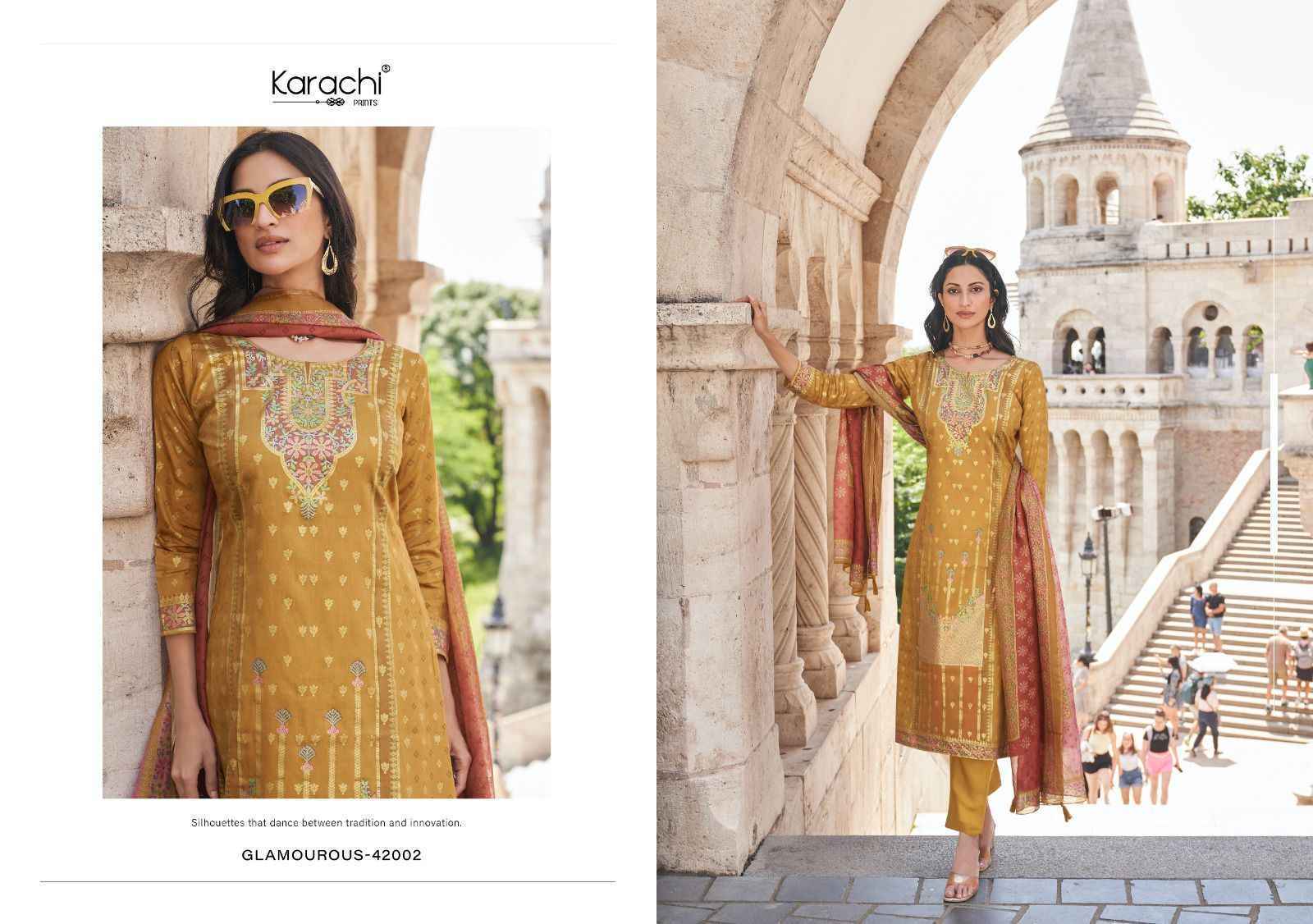 Kesar Karachi Prints Glamaurous Viscose Dress Material - Surat Wholesale ( 4 pcs Catalogue )