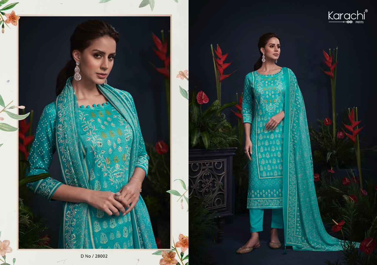 Kesar Karachi Prints Mahroom Viscose Wholesale Ladies Salwar Kameez ( 6 pcs Catalogue )