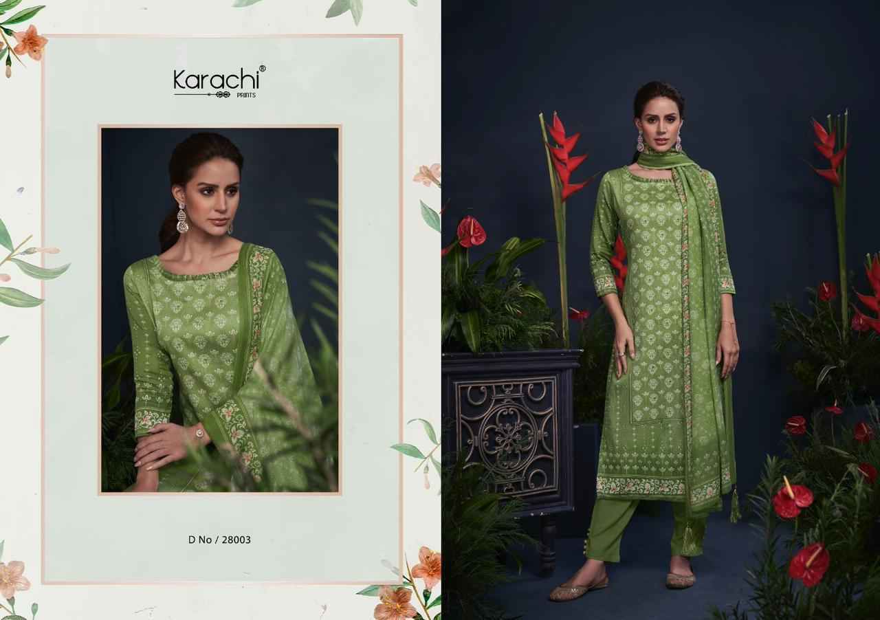 Kesar Karachi Prints Mahroom Viscose Wholesale Ladies Salwar Kameez ( 6 pcs Catalogue )