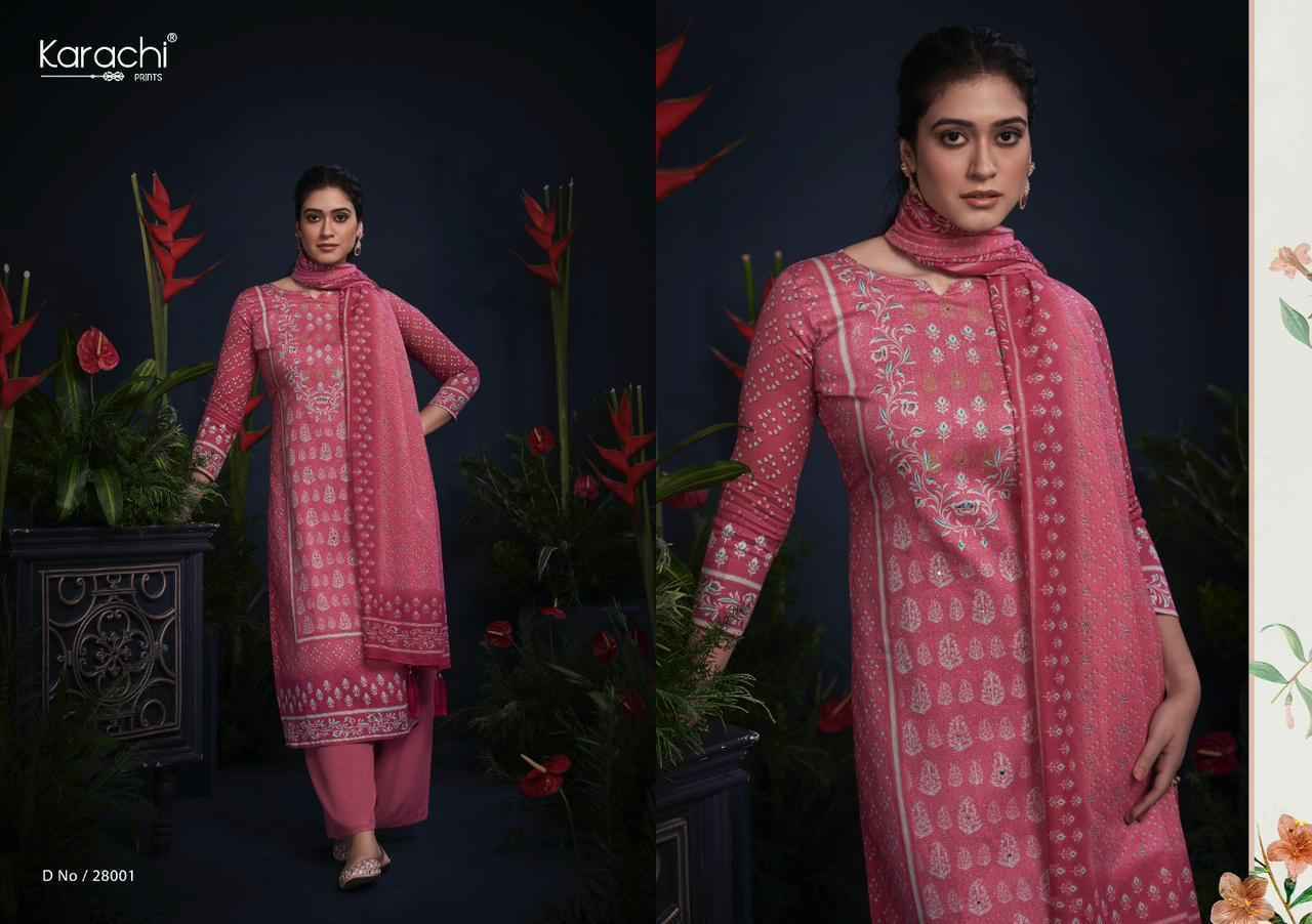 Kesar Karachi Prints Mahroom Viscose Wholesale Ladies Salwar Kameez ( 6 pcs Catalogue )