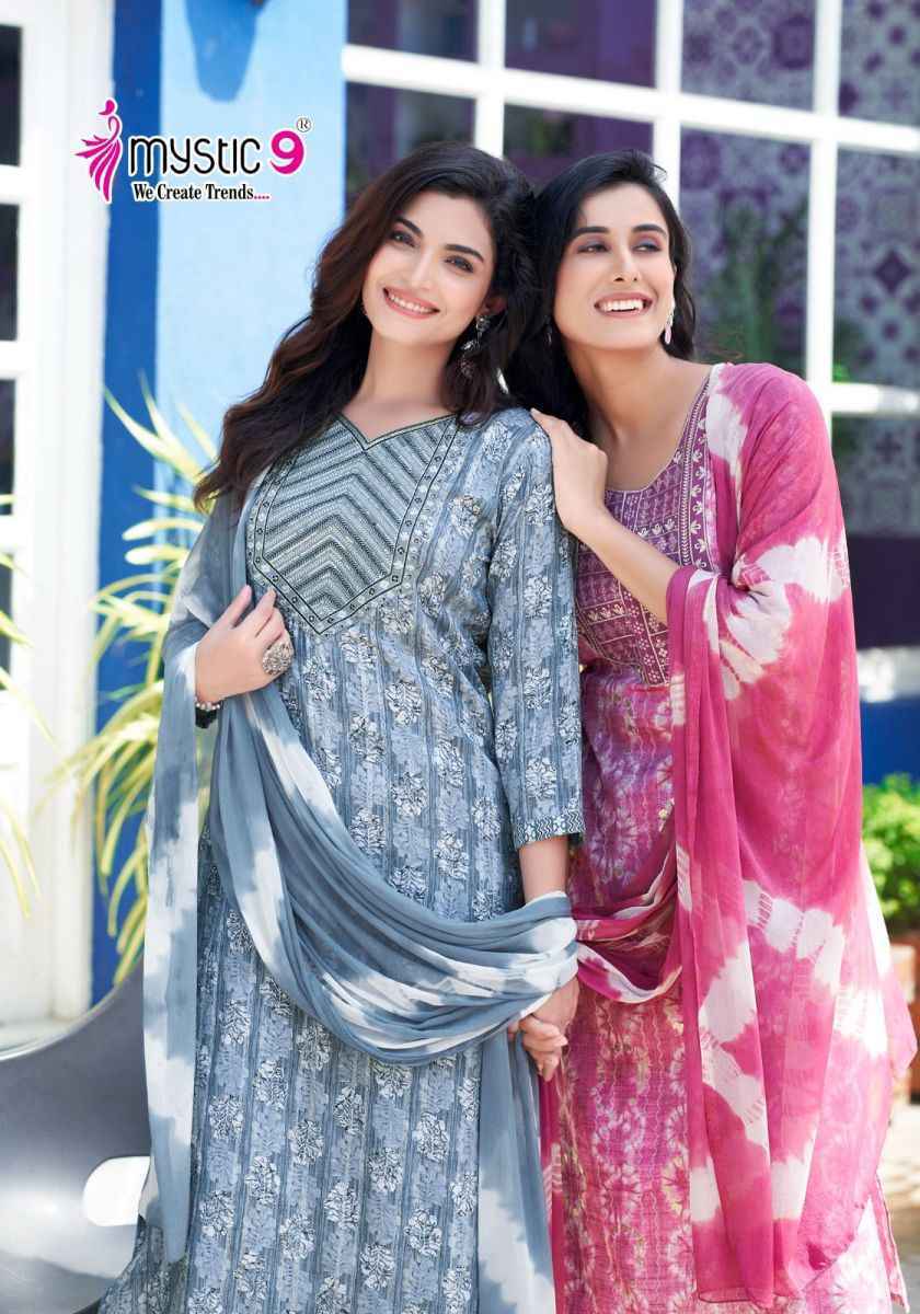 Mystic 9 Meera Vol 1 Rayon Ladies Readymade Suit Wholesale Surat ( 8 pcs Catalogue )