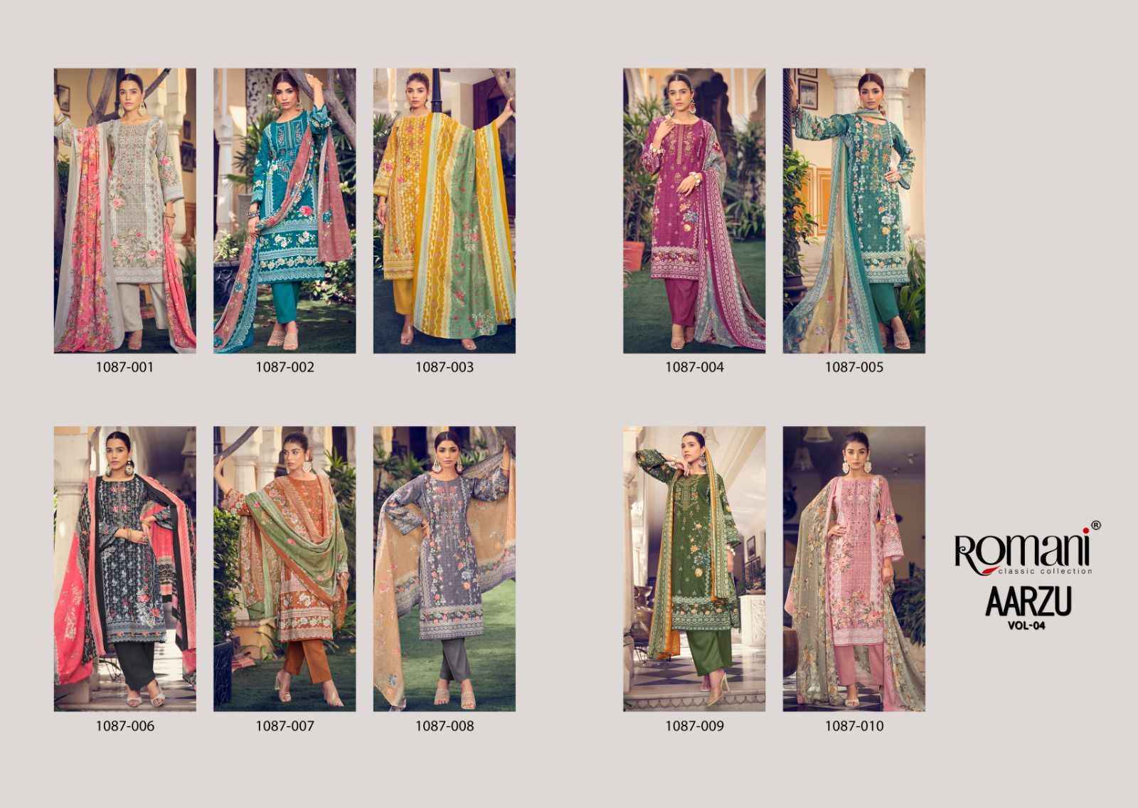 Romani Aarzu Vol 4 Cotton Dress Material - Latest Catalog Wholesale ( 10 pcs Catalogue )