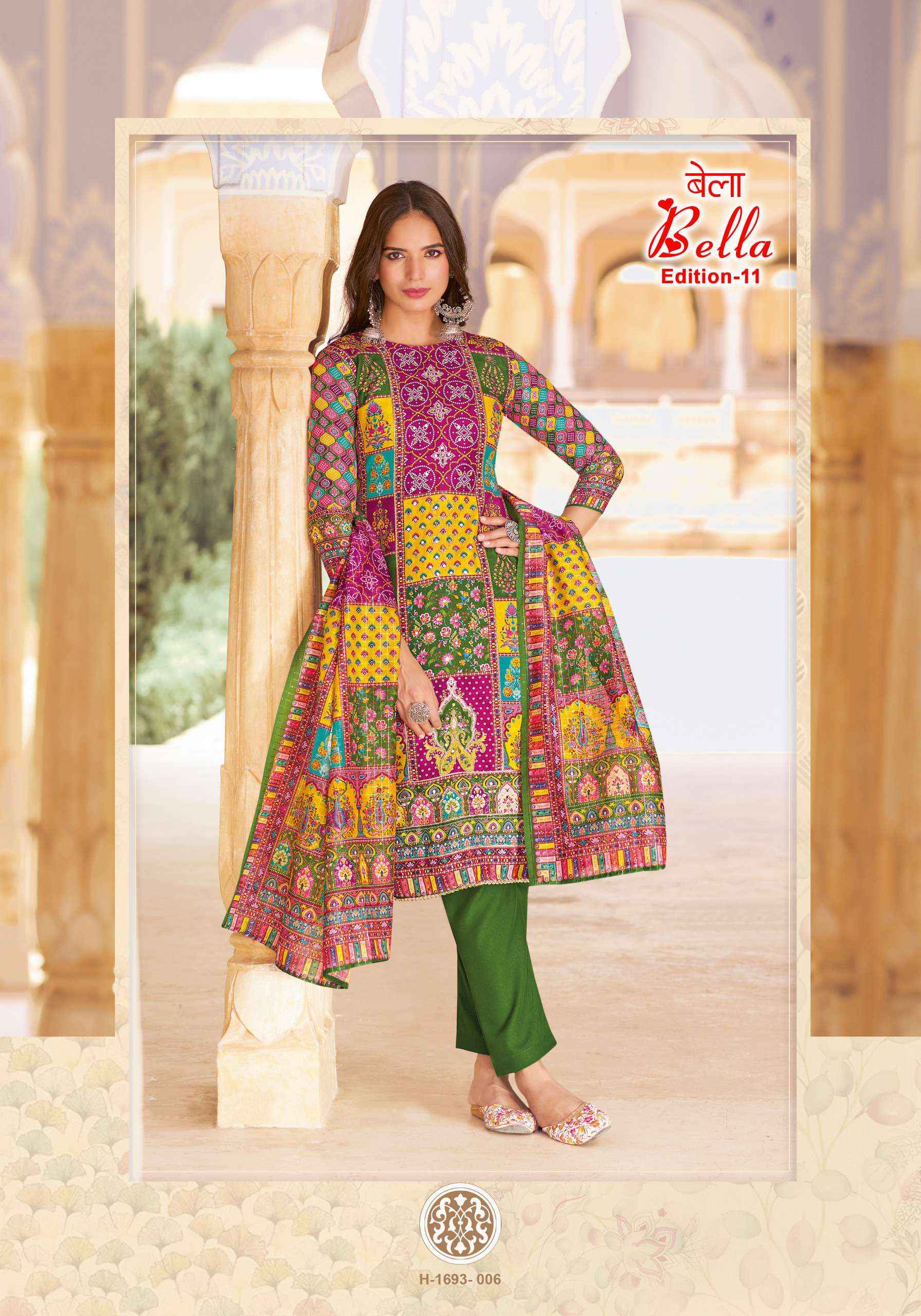 ALOK SUITS BELLA VOL 11 MUSLIN DRESS MATERIAL WHOLESALE ( 6 PCS CATALOG )