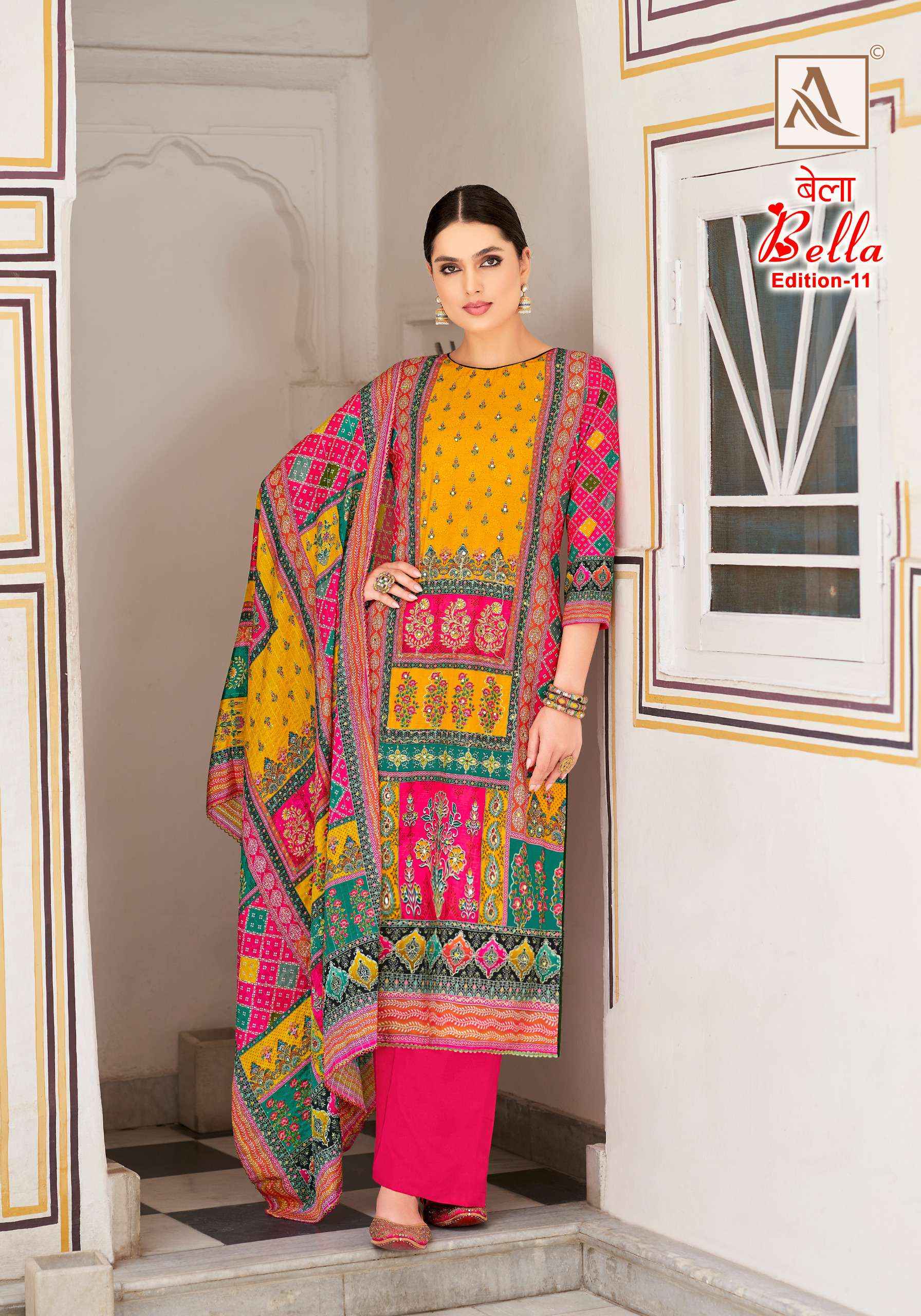 ALOK SUITS BELLA VOL 11 MUSLIN DRESS MATERIAL WHOLESALE ( 6 PCS CATALOG )