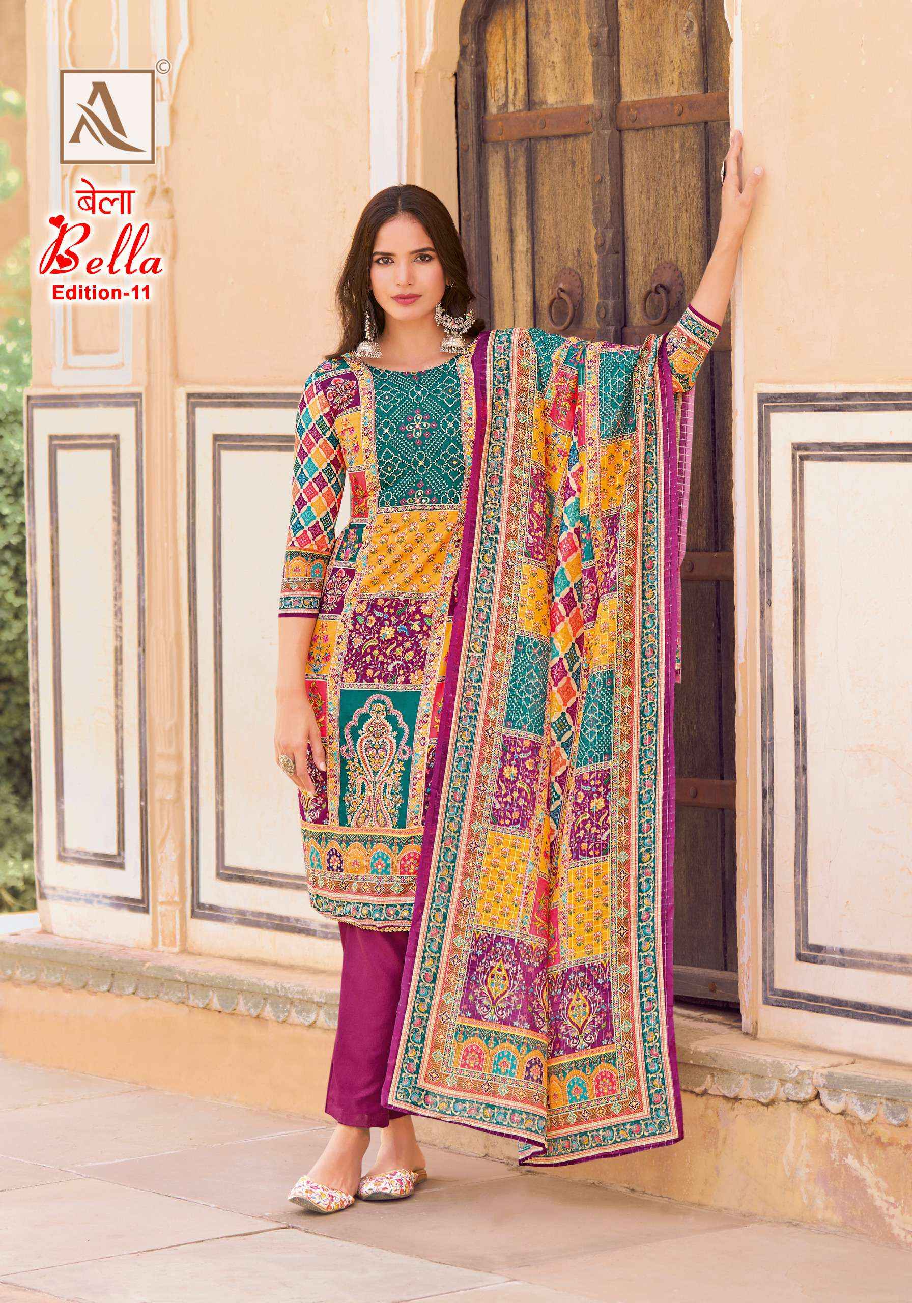 ALOK SUITS BELLA VOL 11 MUSLIN DRESS MATERIAL WHOLESALE ( 6 PCS CATALOG )